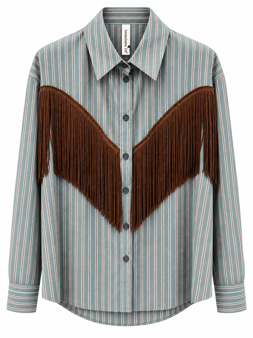 Camicia frangia verde/ moro