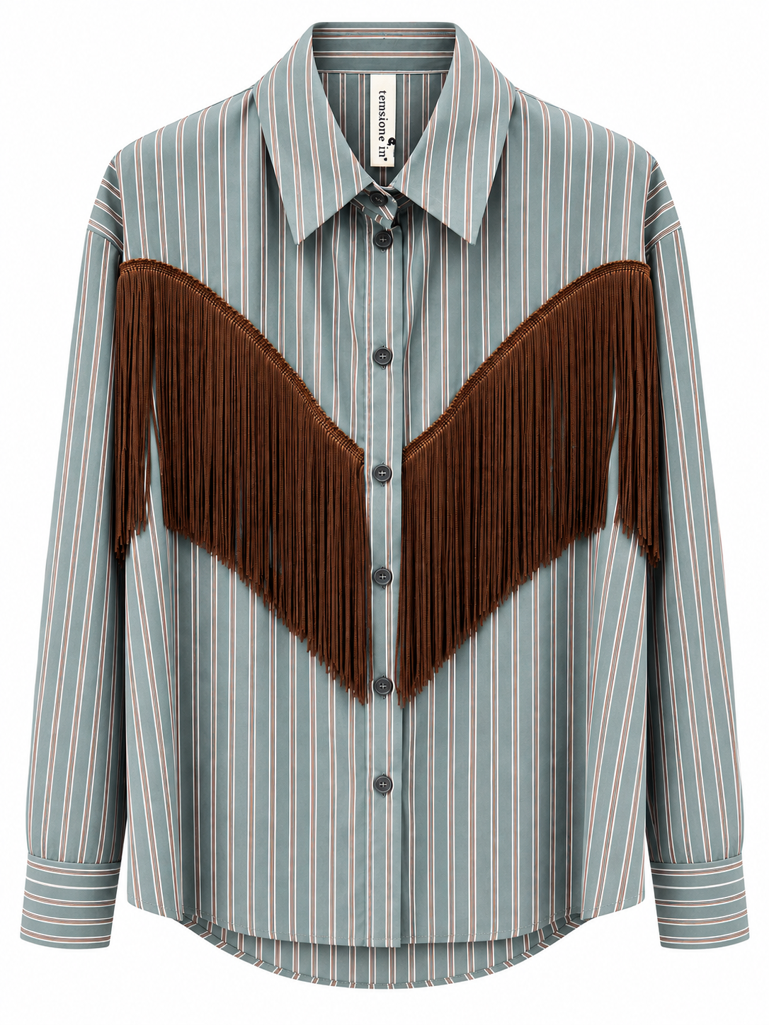 Camicia frangia verde/ moro