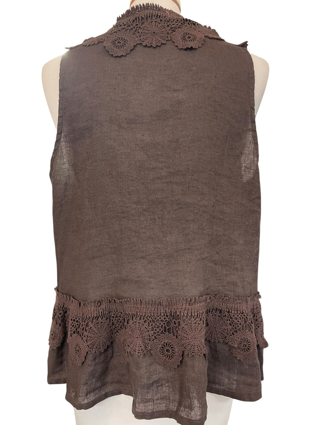 Gilet lino con pizzo variante unica