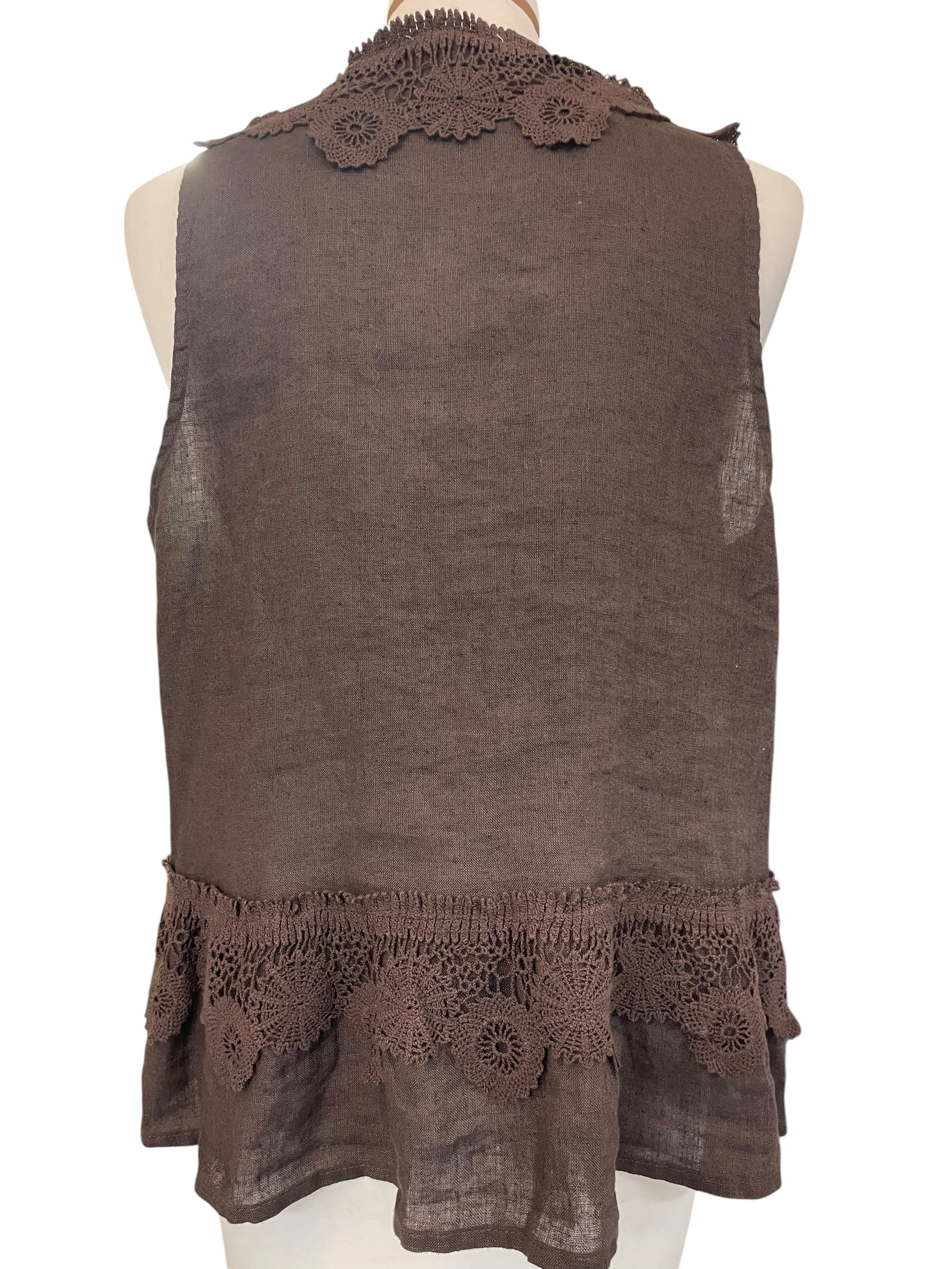 Gilet lino con pizzo variante unica