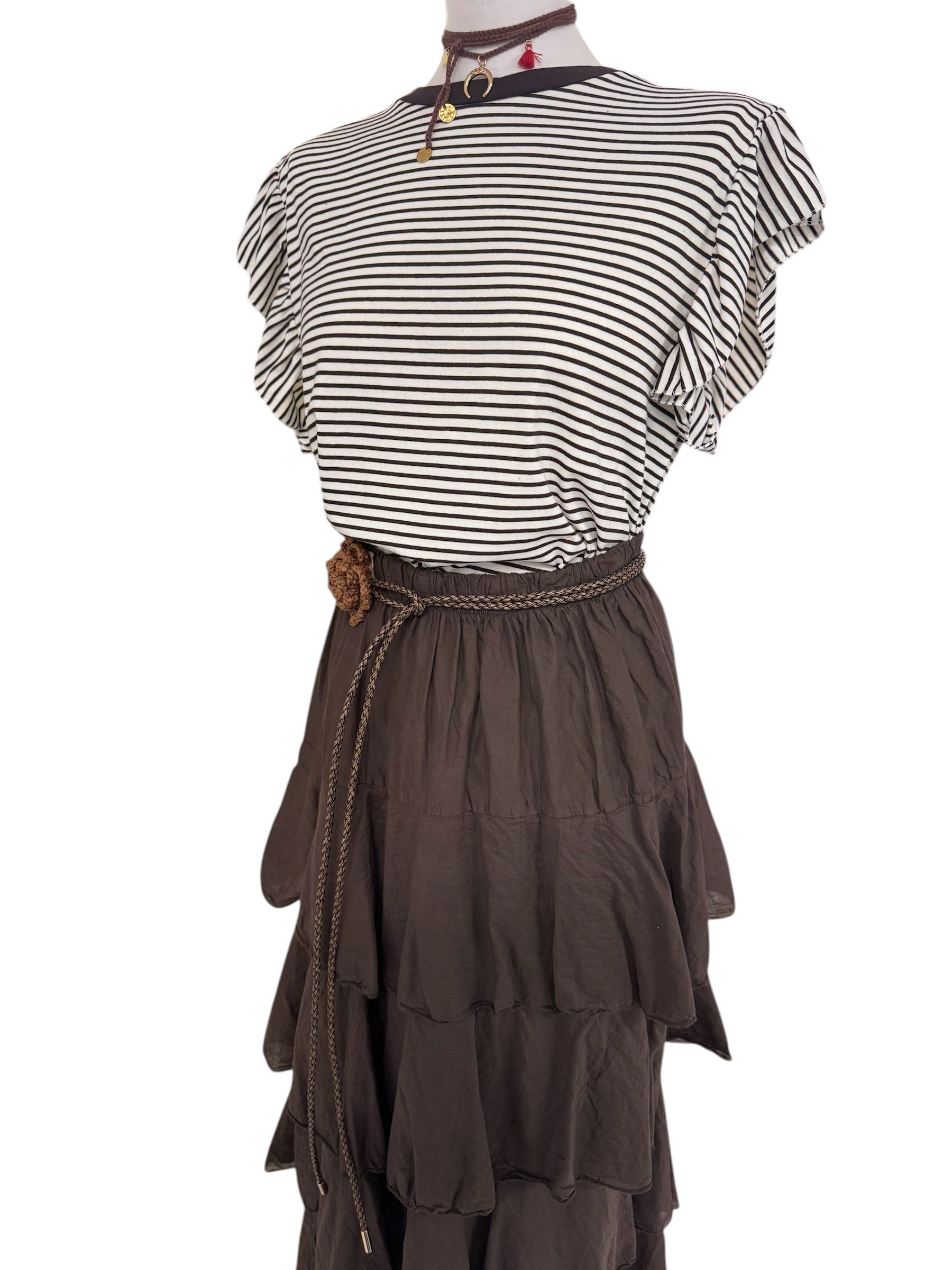 T-shirt righe con rouches