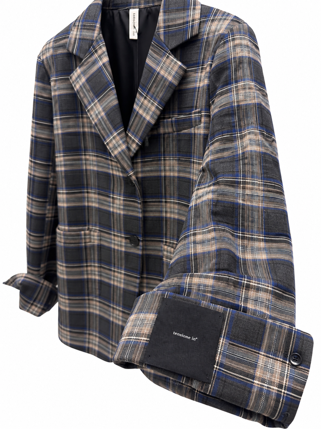 Giacca check over con manica larga