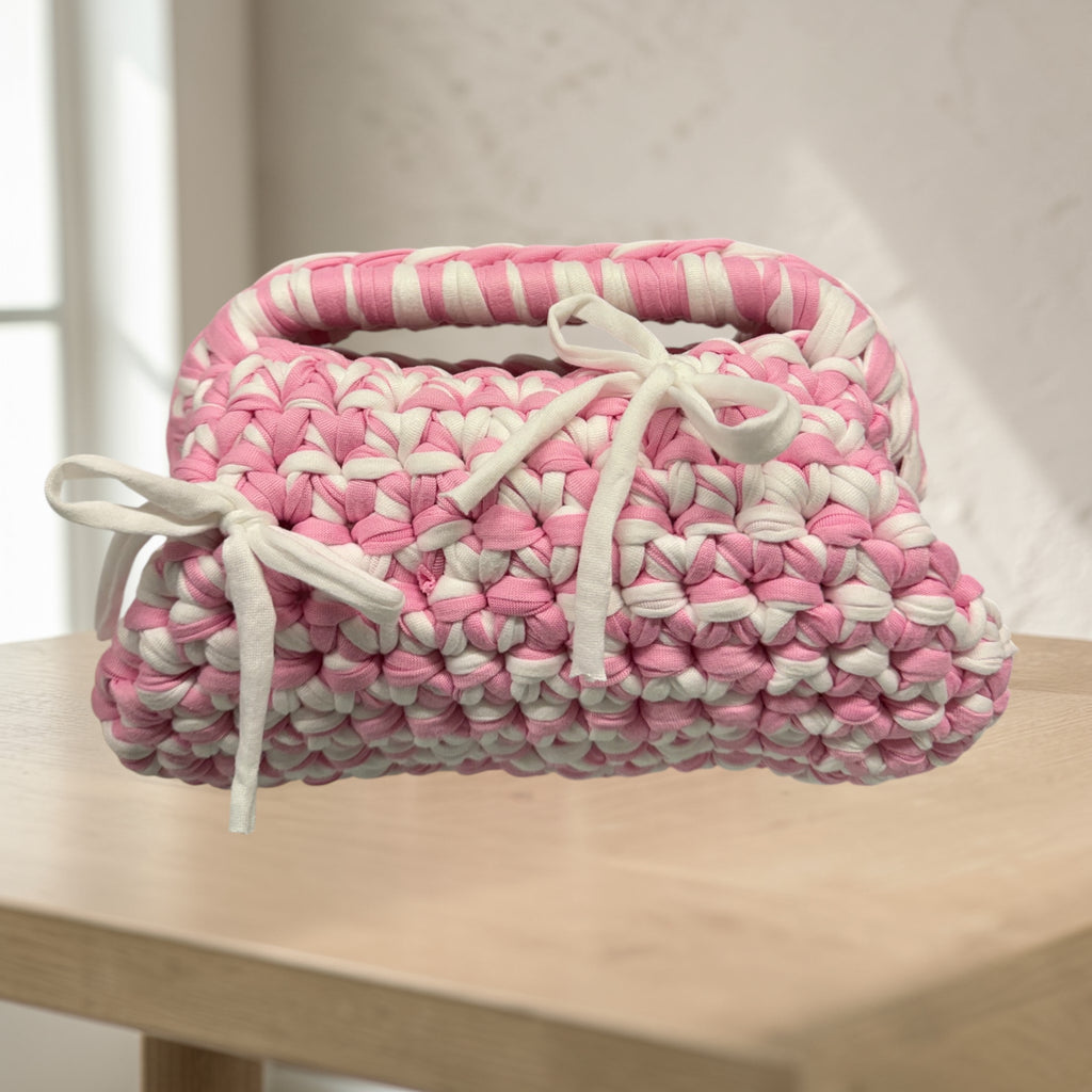 Crochet “Amelia” panna/rosa