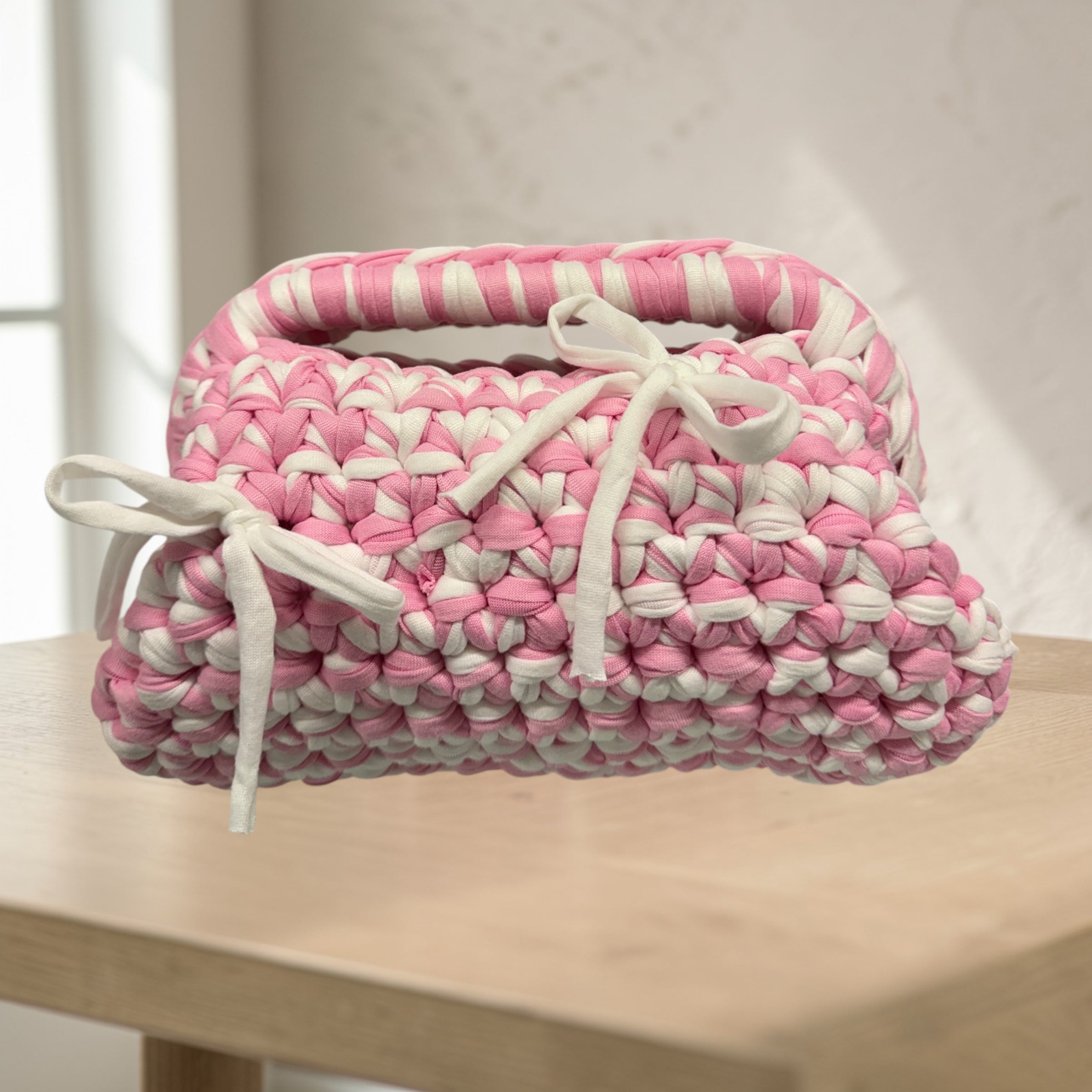 Crochet “Amelia” panna/rosa
