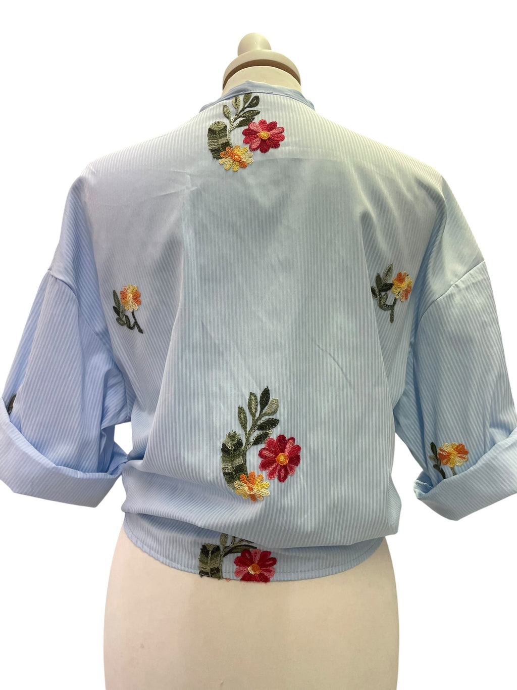 Camicia gessata ricamata taglia unica