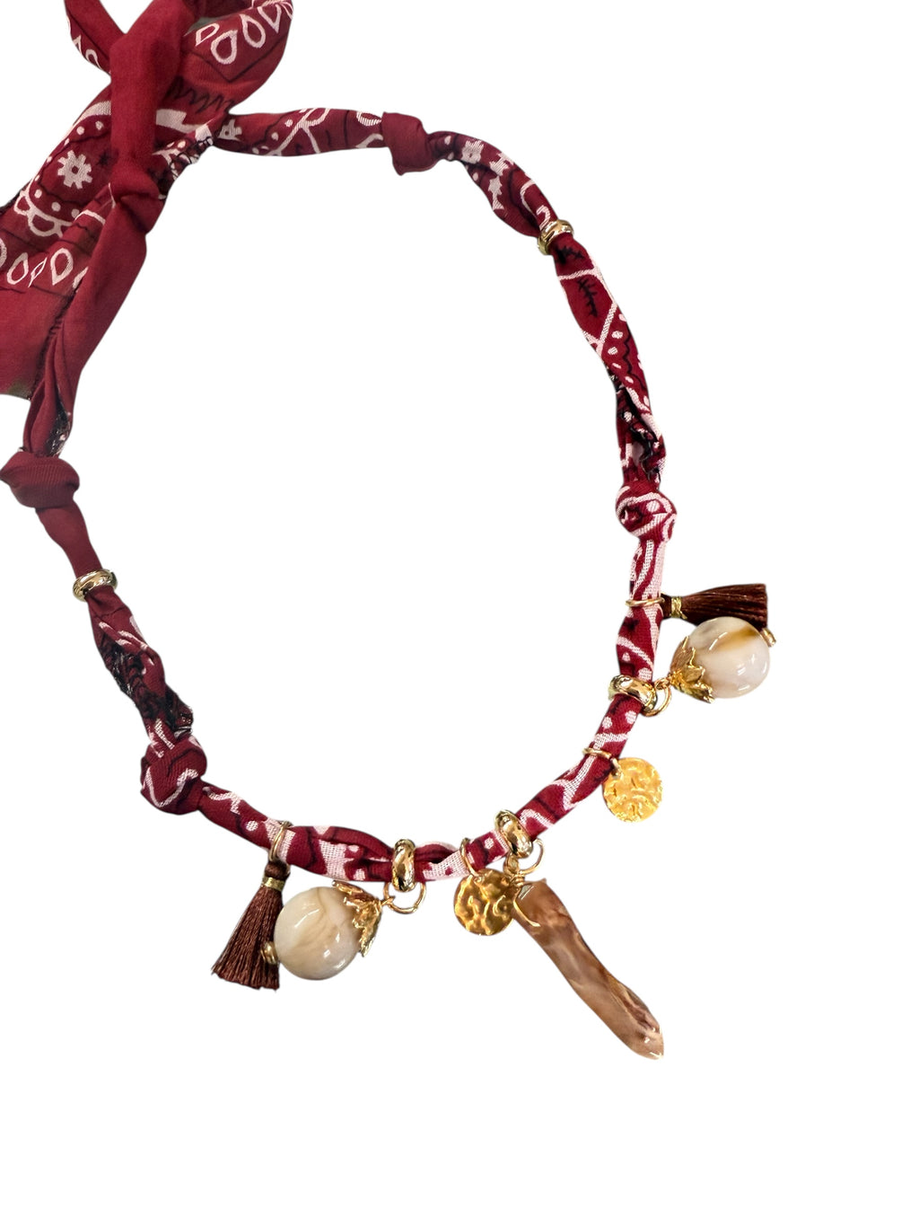 Necklace Bandana bordeaux / corno moro