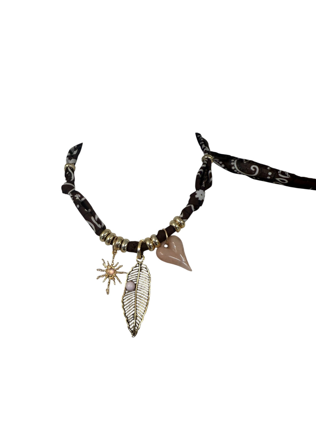 Necklace bandana moro / piuma rosa