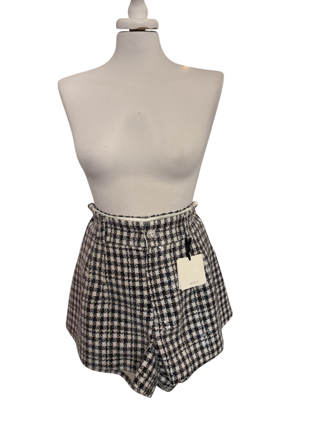 Short bco/nero paiettes