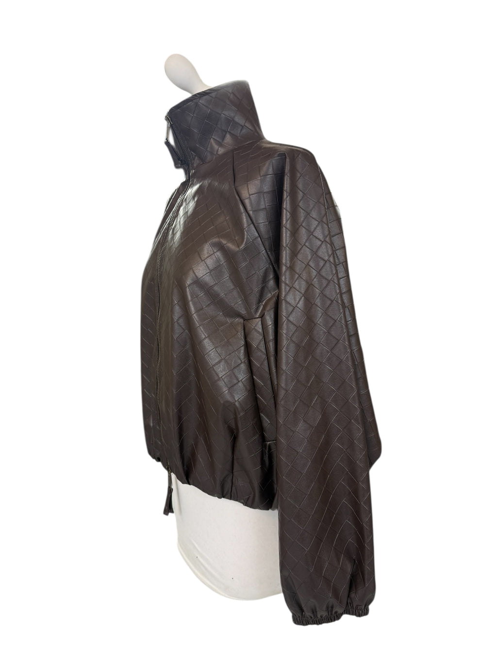 Bomber in ecopelle intrecciata moro