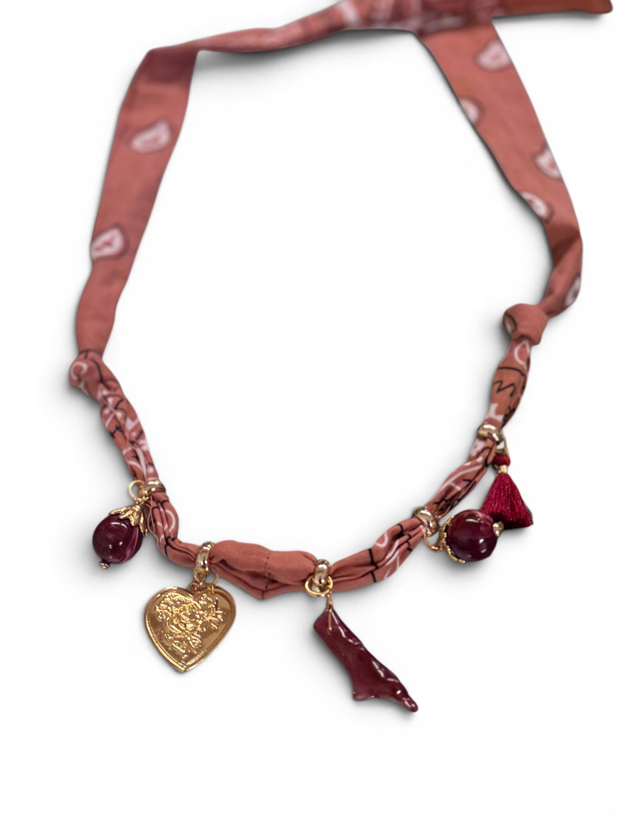 Bandana nude/ corno bordeaux