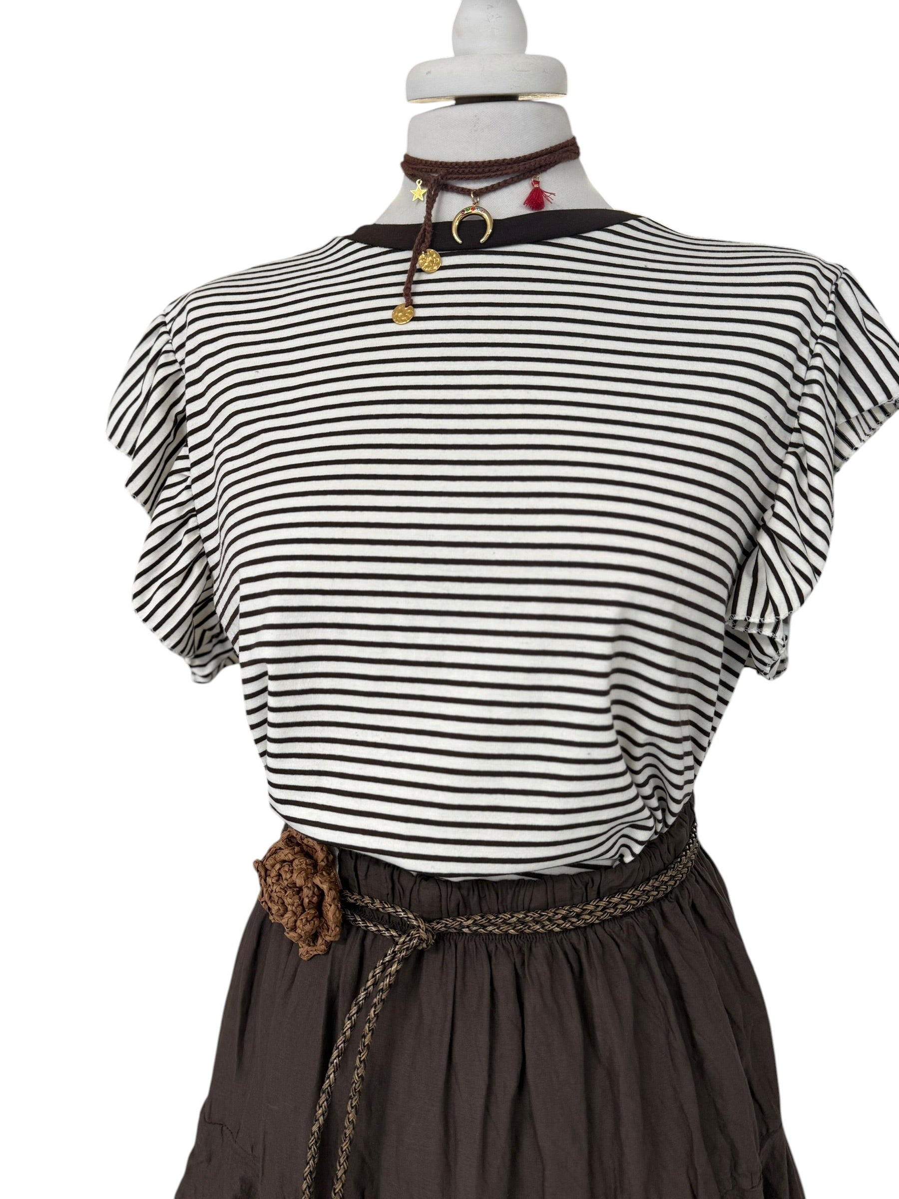 T-shirt righe con rouches