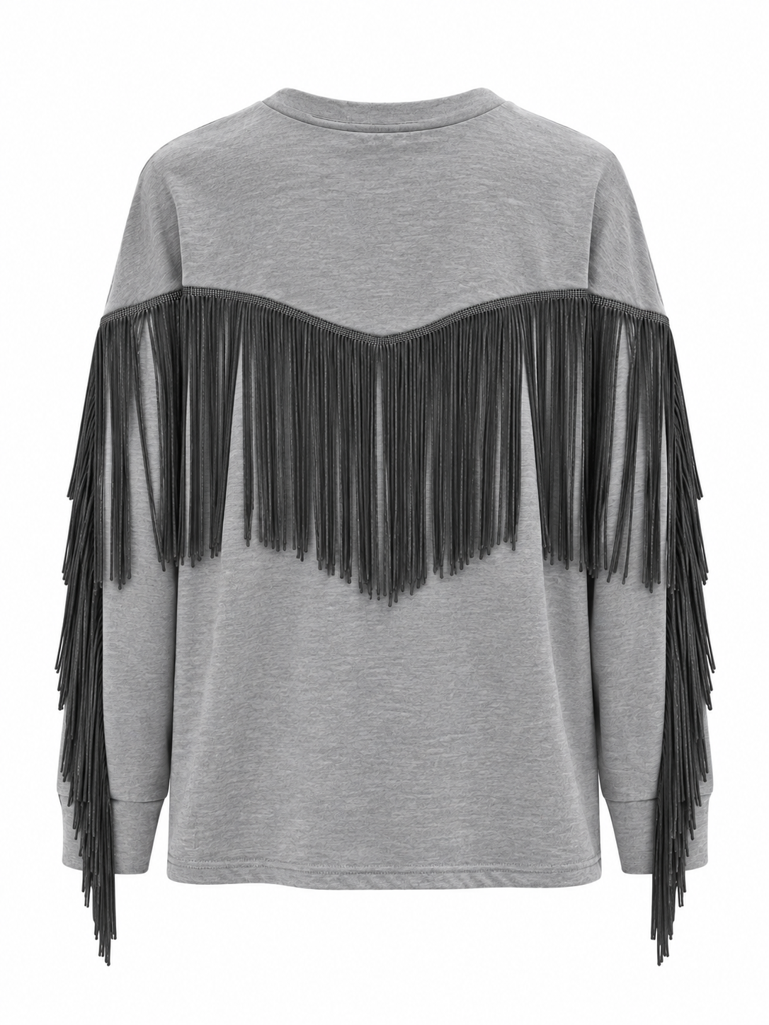 Maglia mélange/piombo con frange