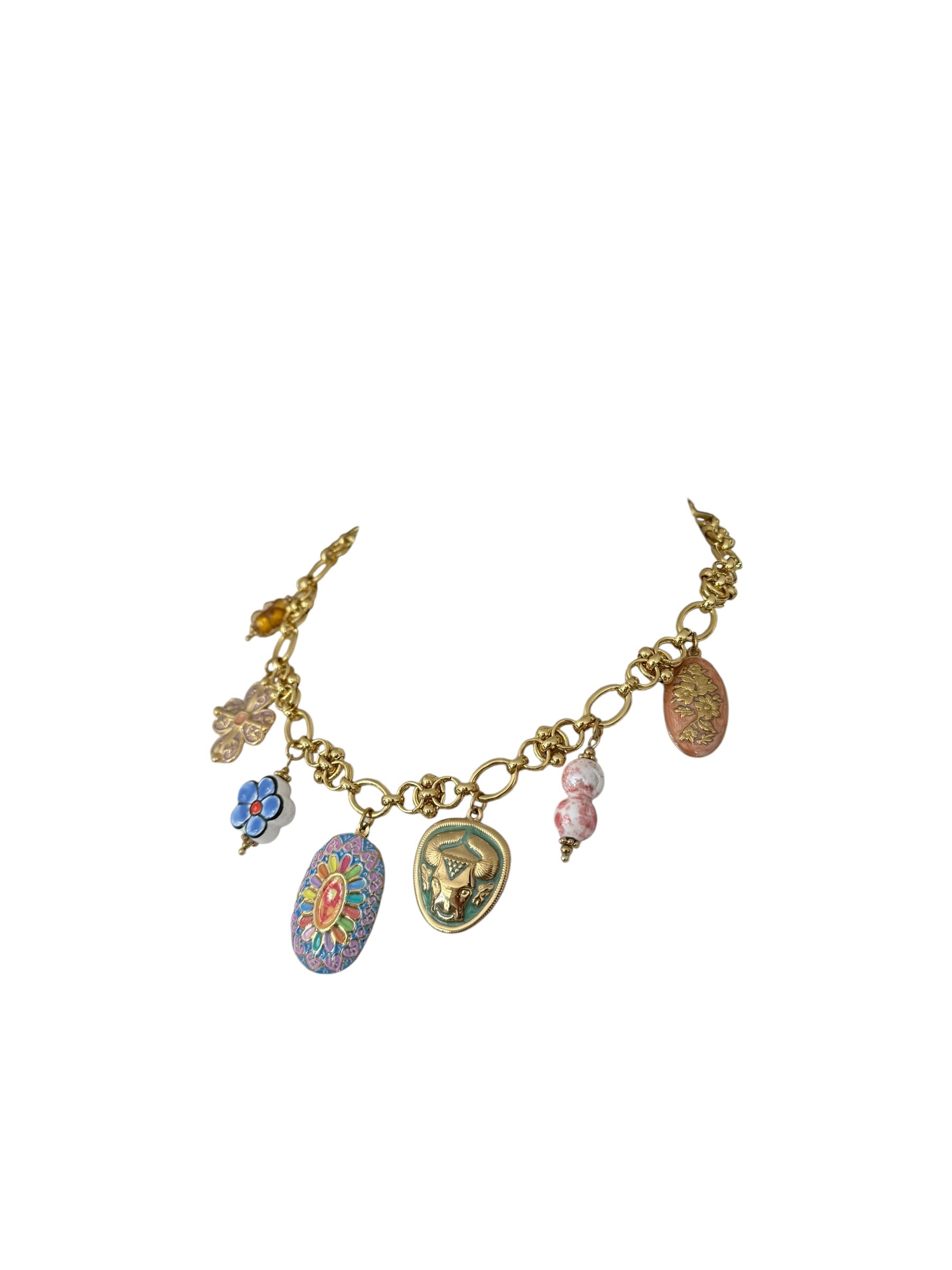 Collana catena ciondoli colorati
