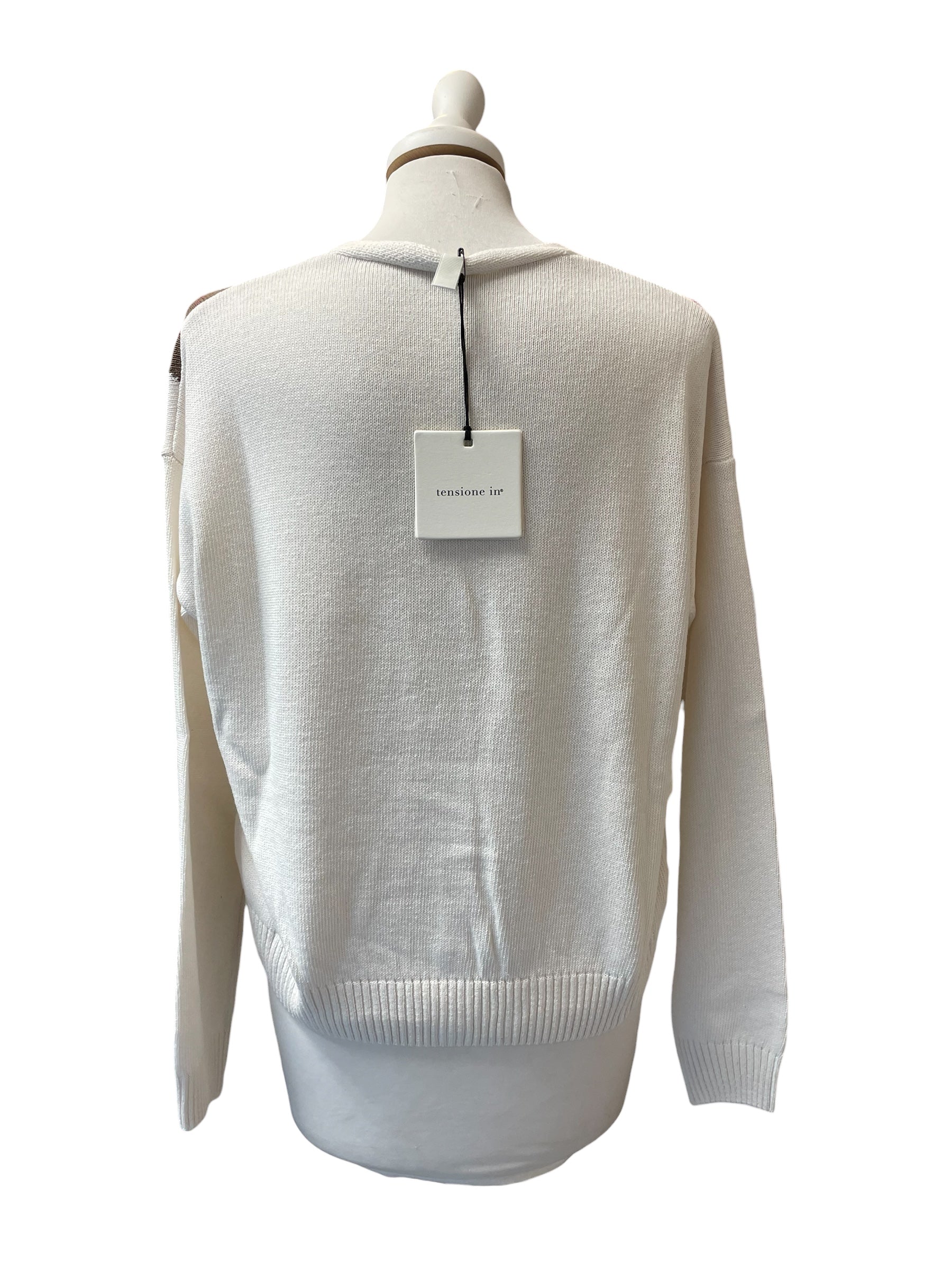 Cardigan rombi panna/rosa/moro