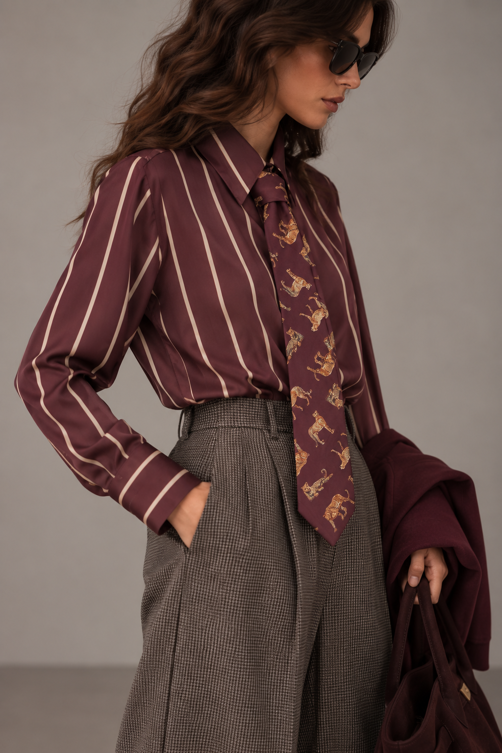 Camicia rigata + cravatta leopardato