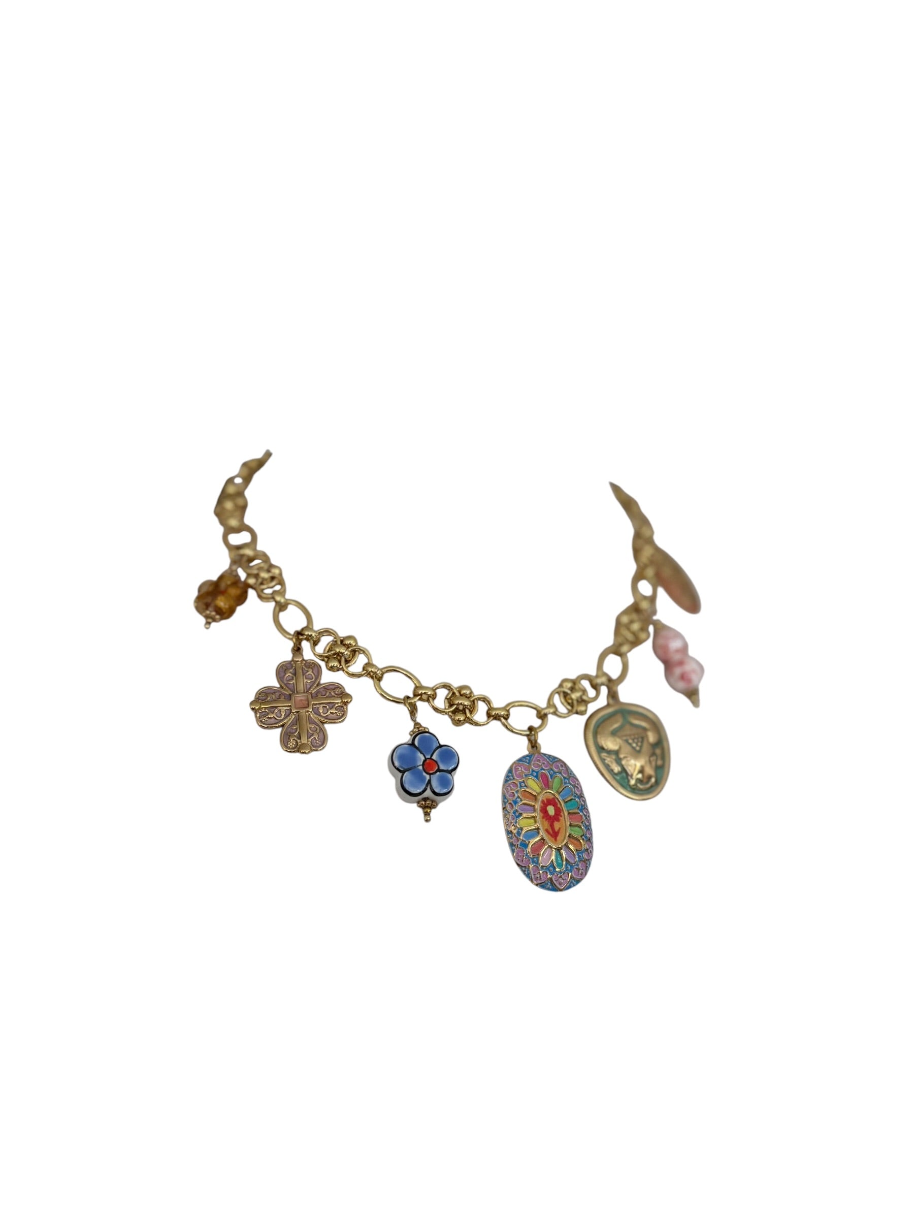 Collana catena ciondoli colorati