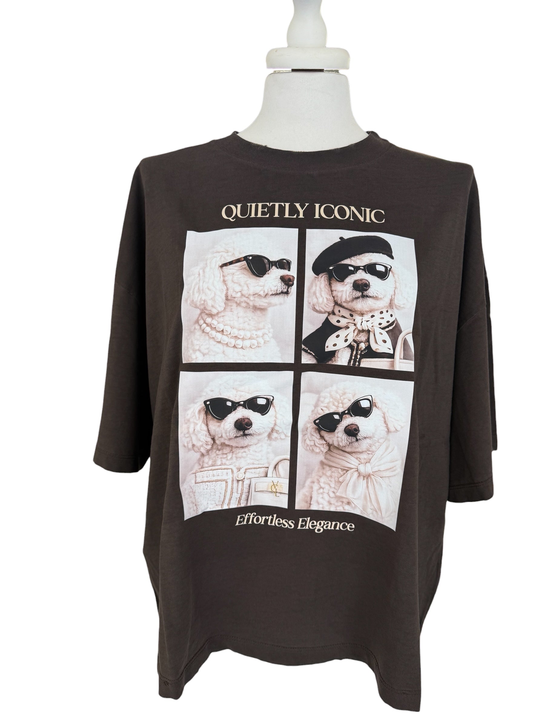 T-shirt over moro stampa barboncino