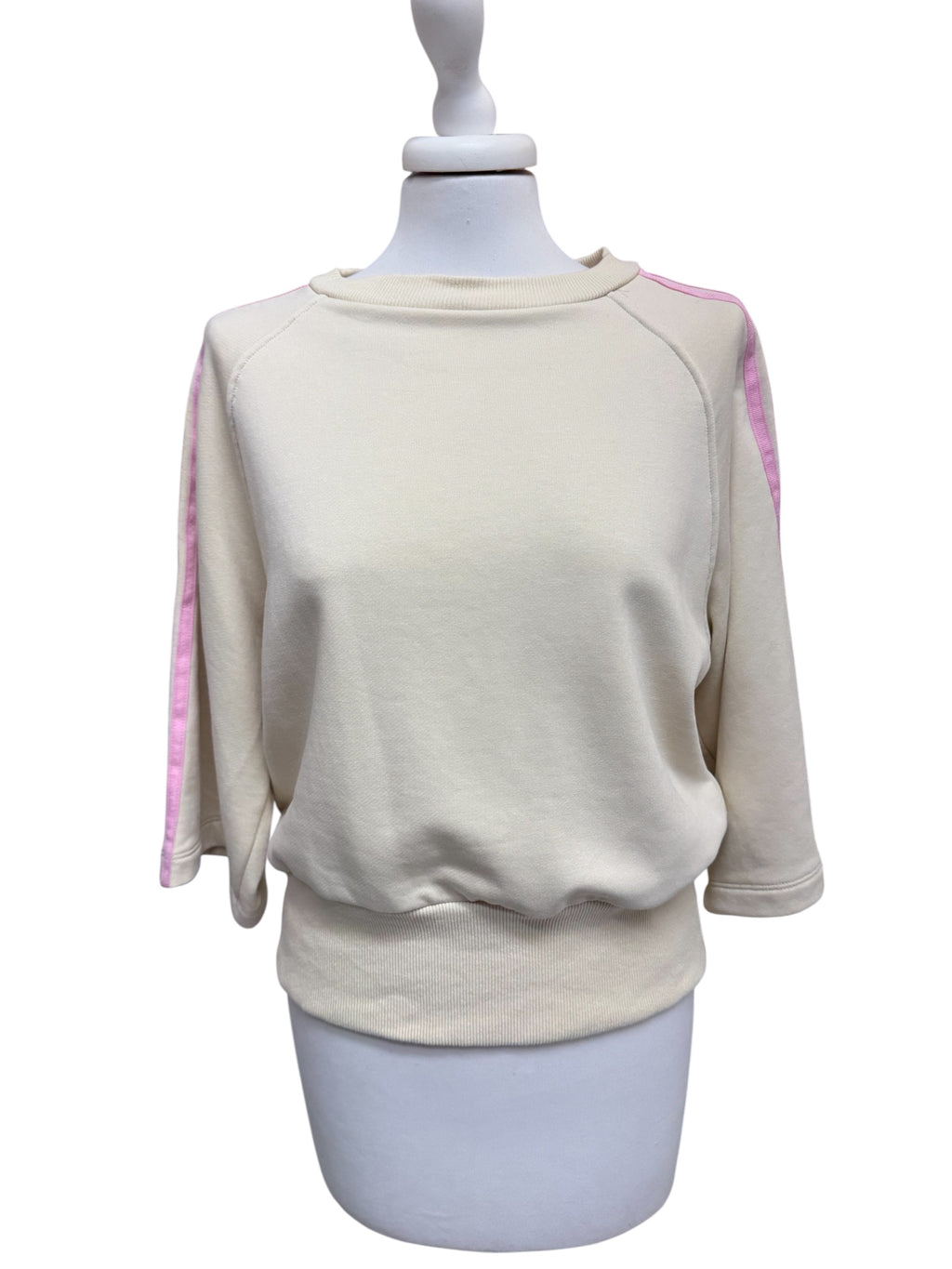 Felpa crema/rosa manica 3/4 bande laterali