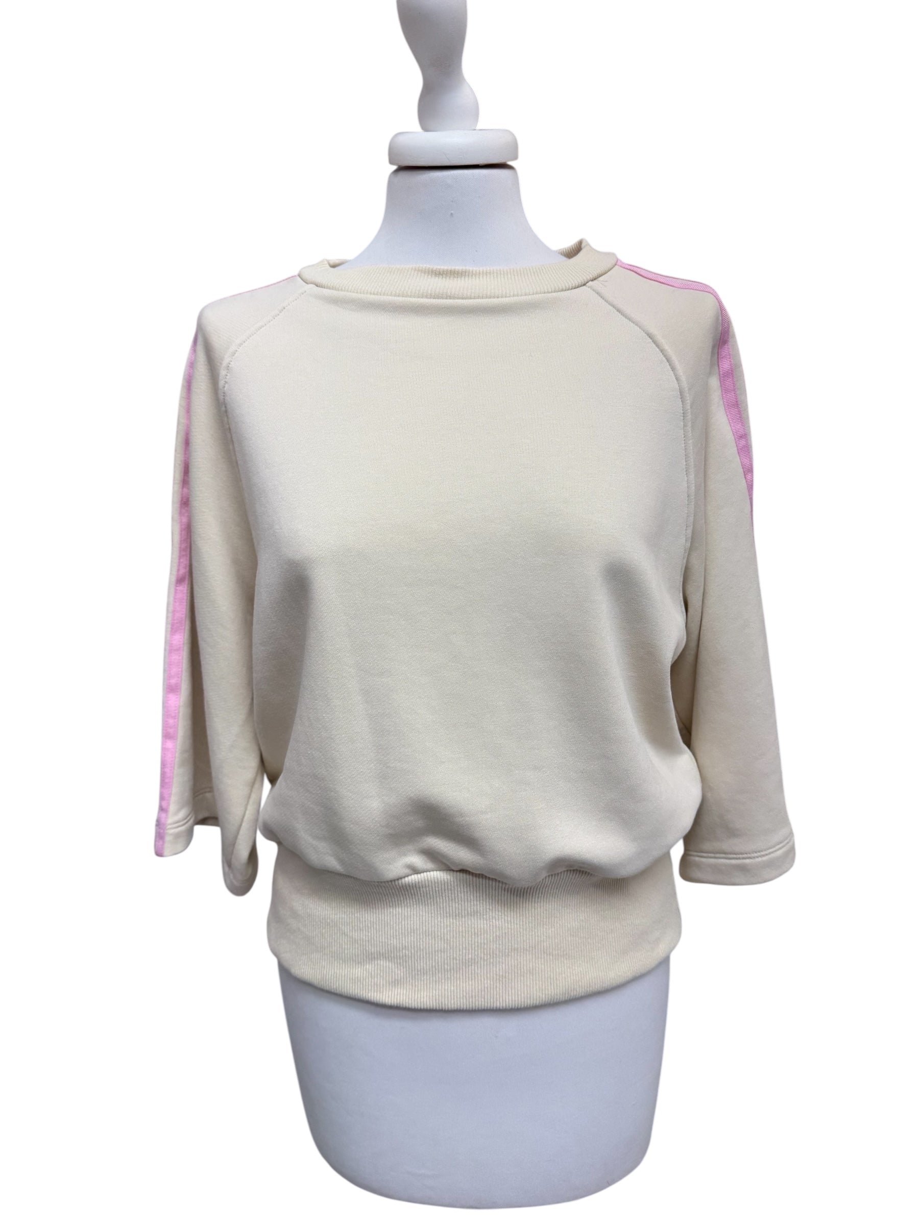 Felpa crema/rosa manica 3/4 bande laterali