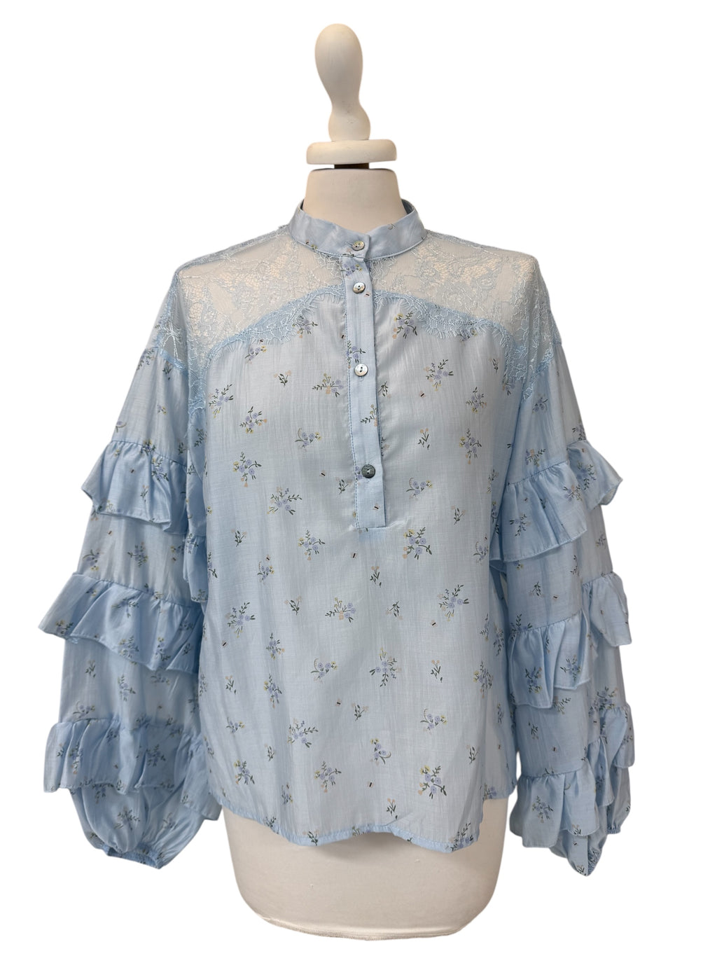 Coreana a fiori manica rouches