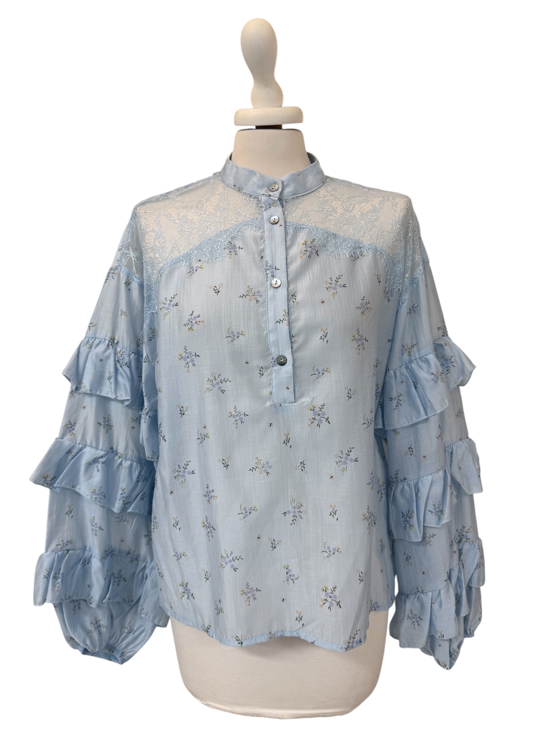 Coreana a fiori manica rouches