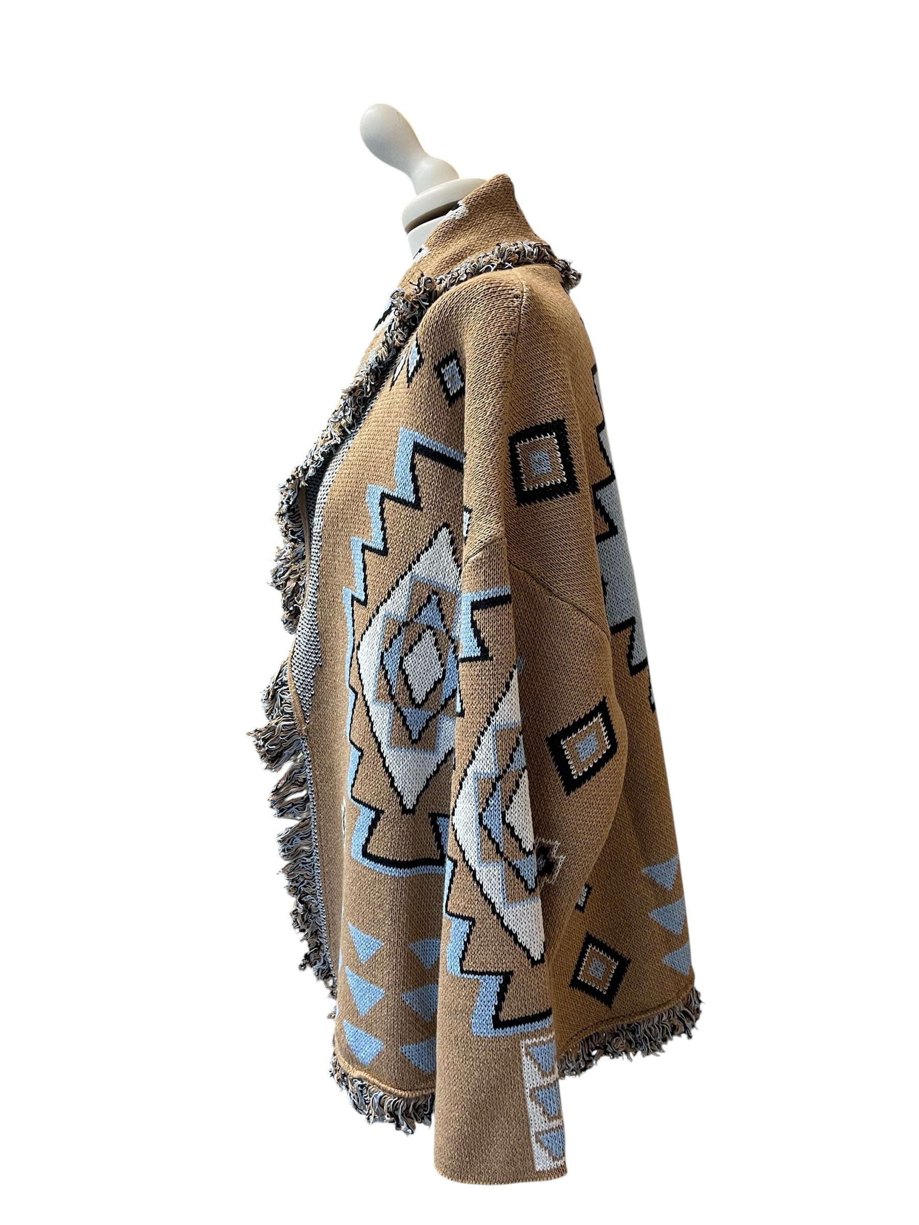 Cardigan alanui camel/azzurro/panna