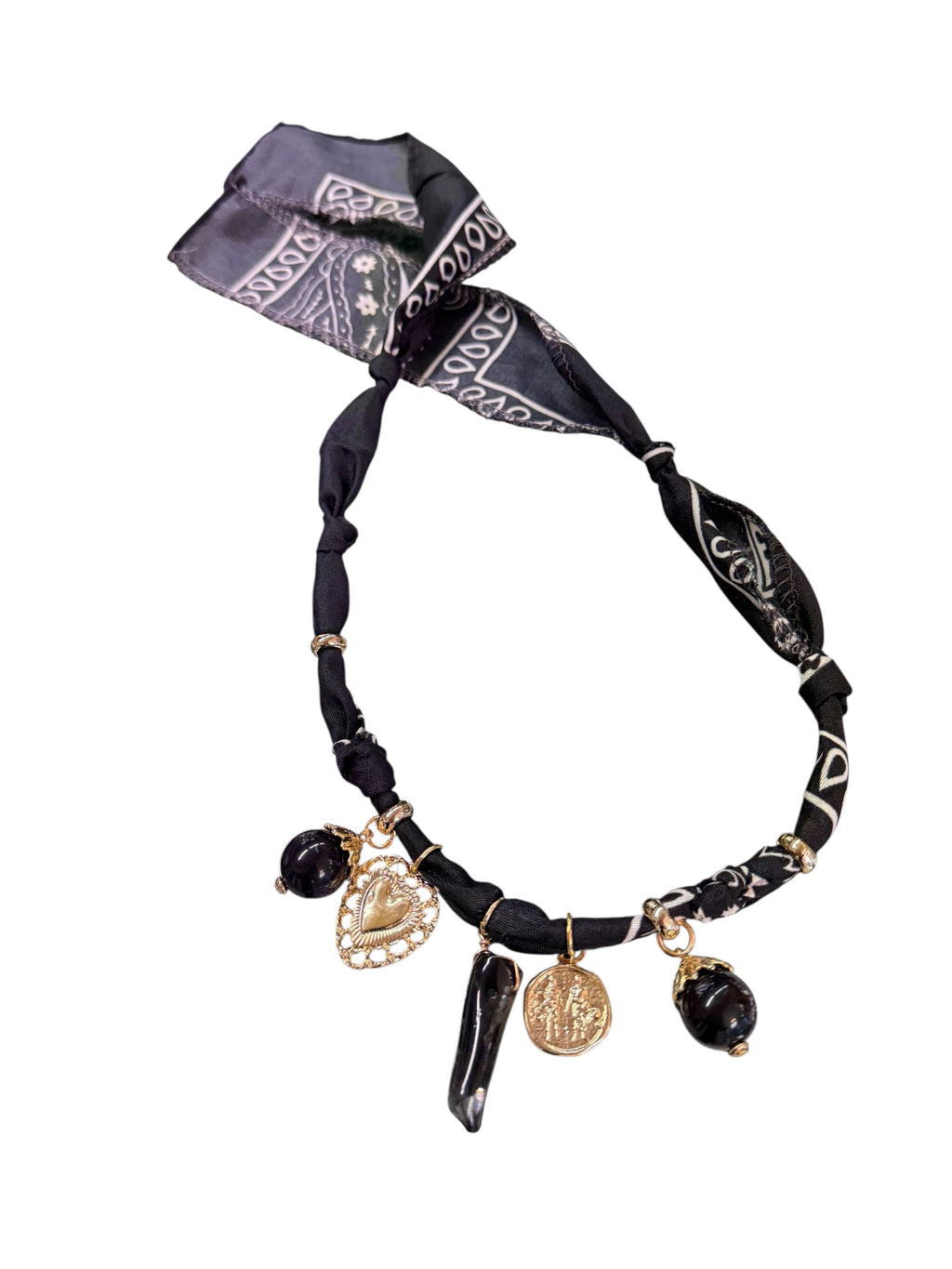 NECKLACE bandana nera/ corno