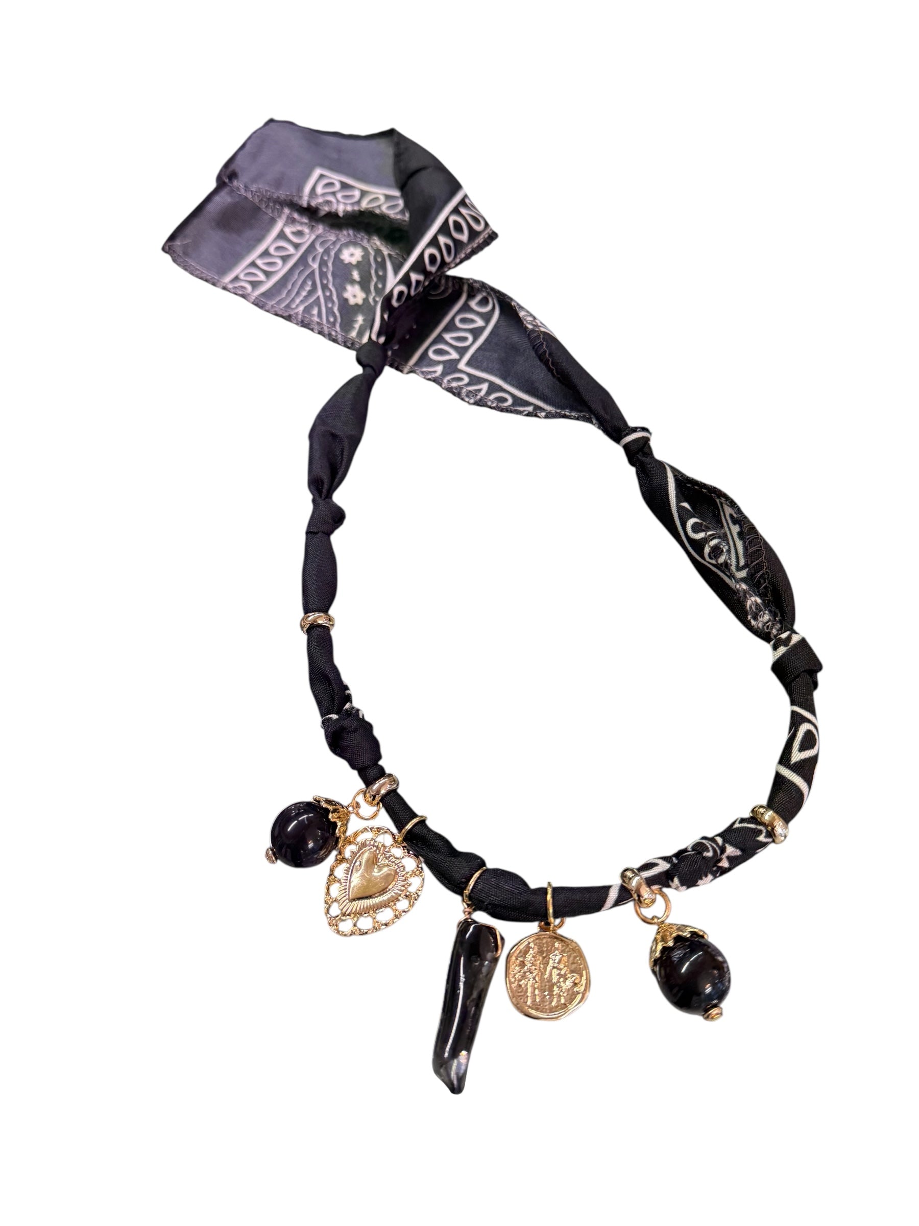 NECKLACE bandana nera/ corno