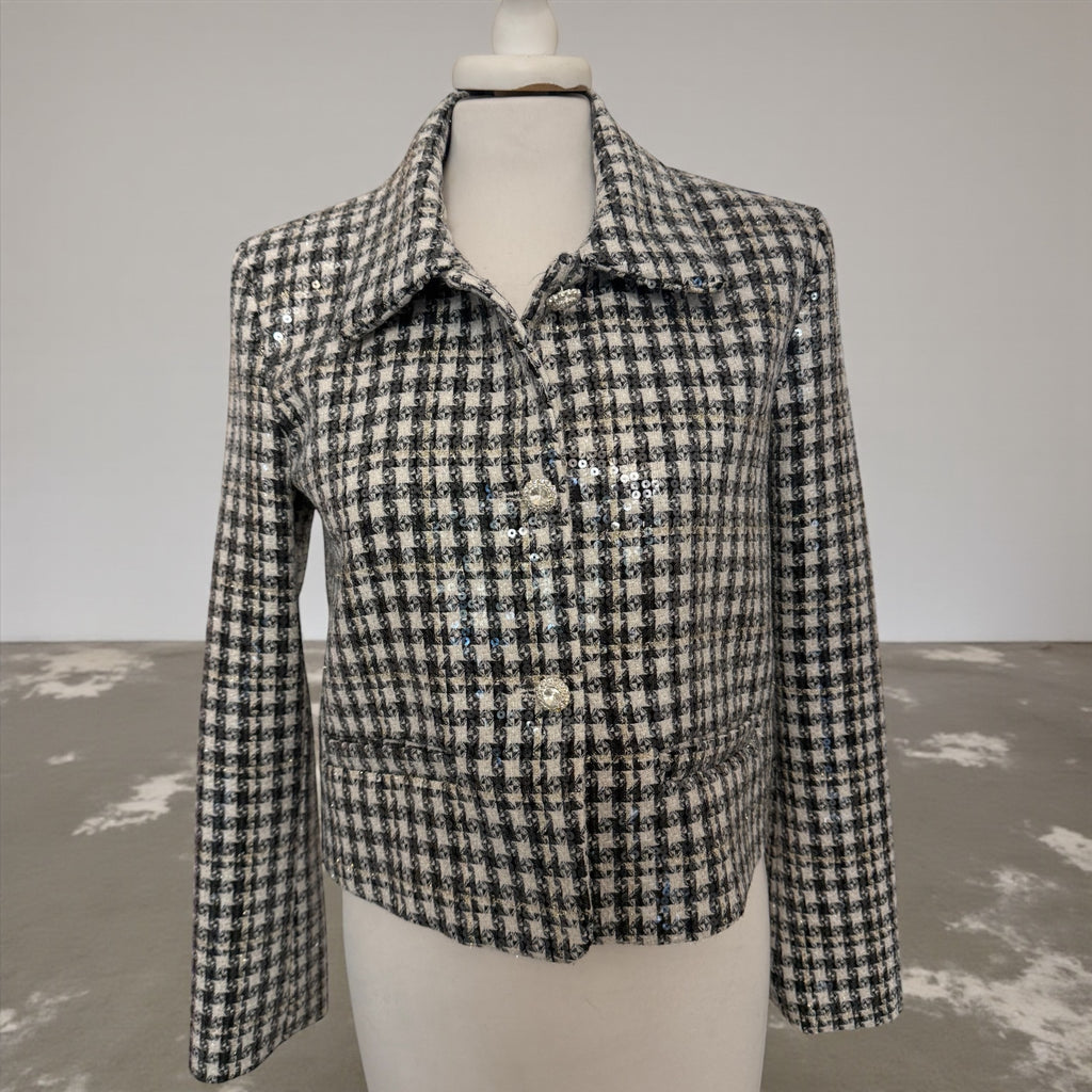 Giacca chanel paiettes bco/nero bottoni gioiello
