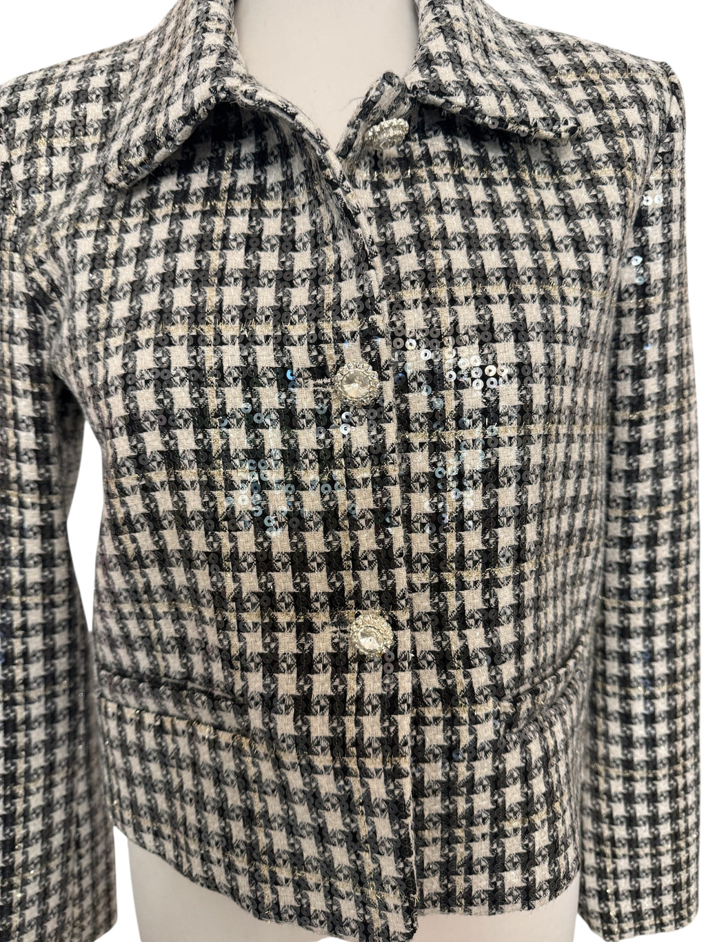 Giacca chanel paiettes bco/nero bottoni gioiello