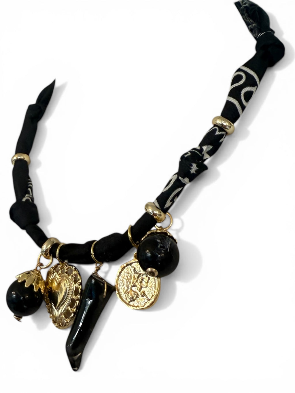 NECKLACE bandana nera/ corno