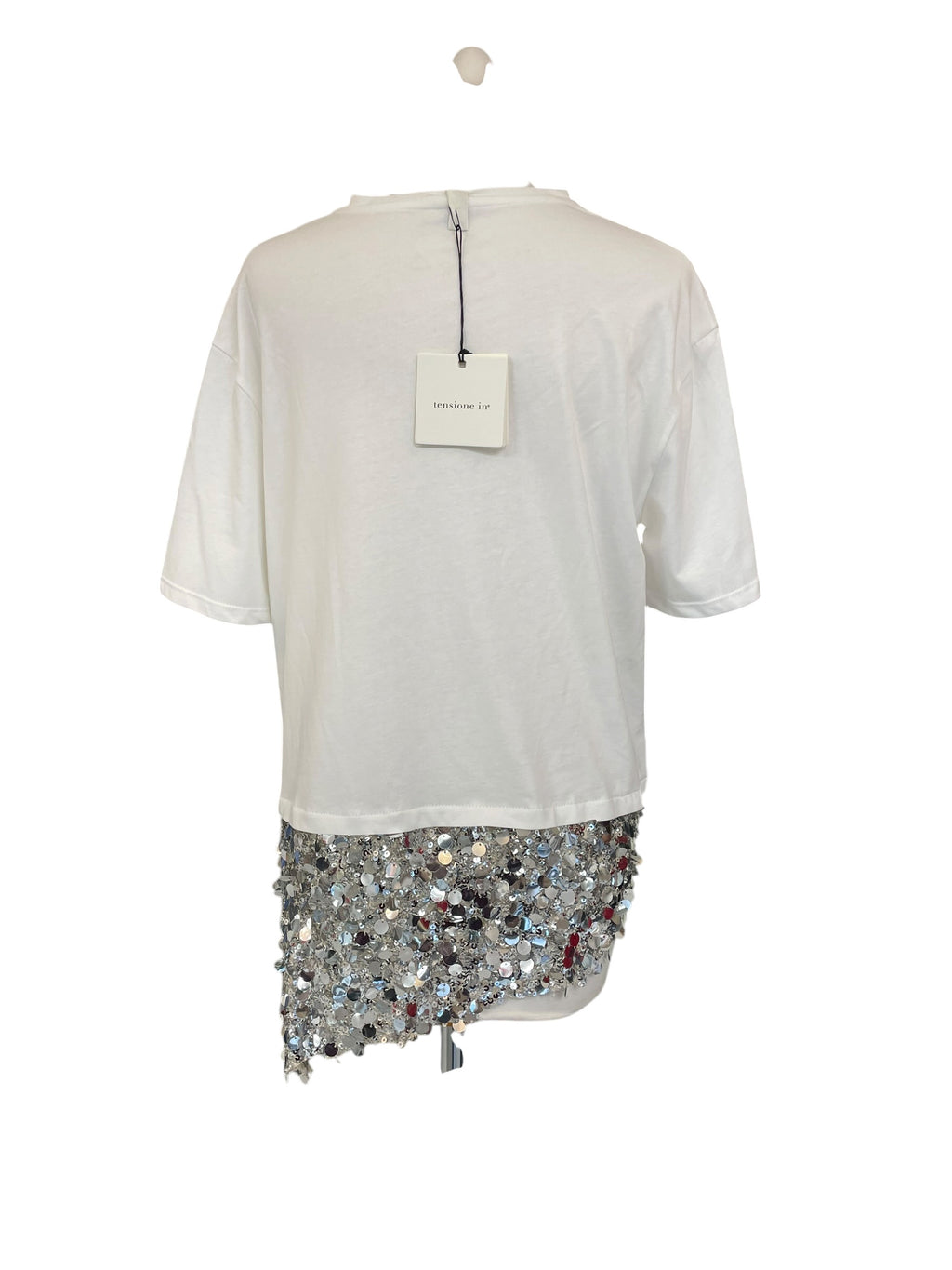 T-shirt PE260187 pailettes bianca taglia unica