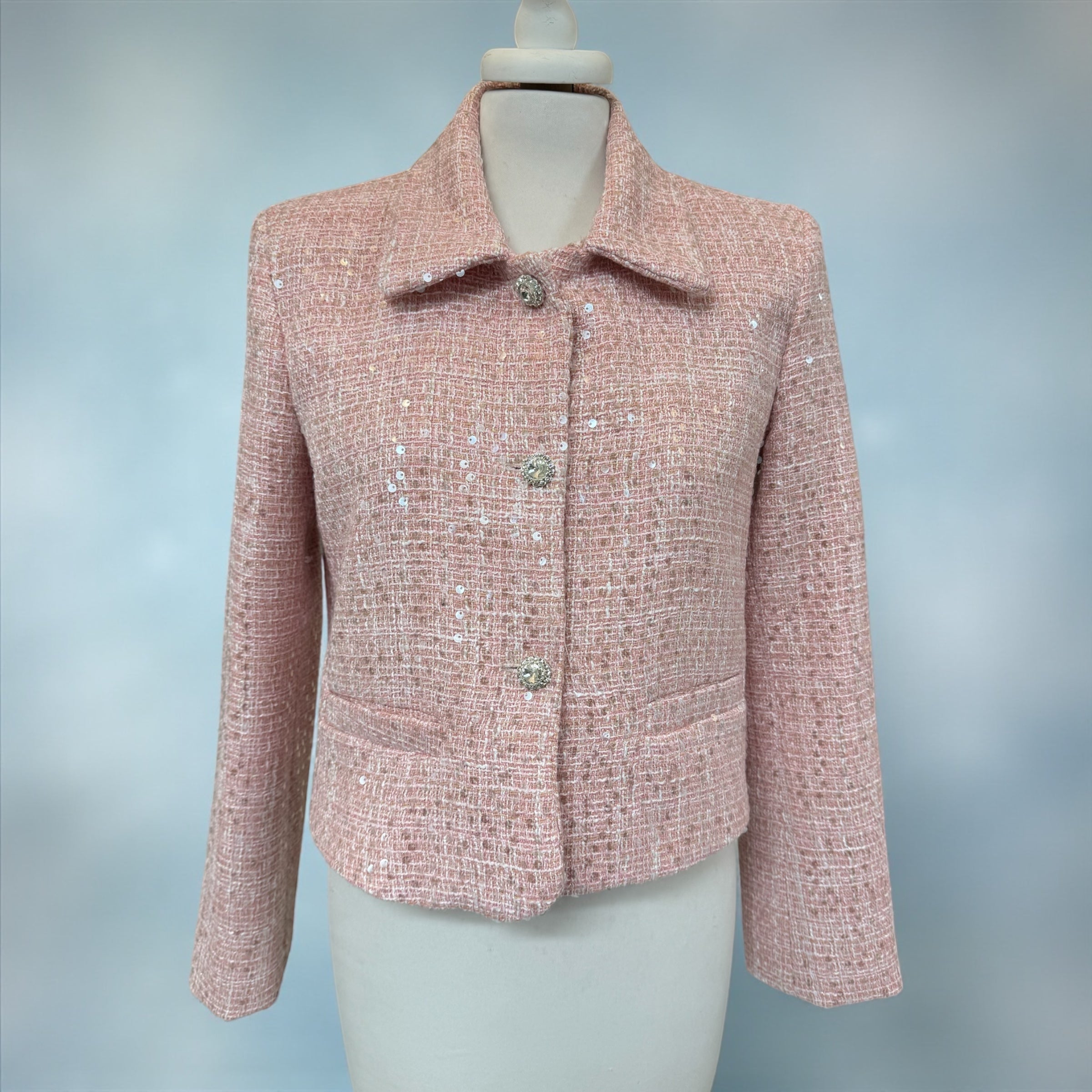 Giacca chanel rosa con paiettes