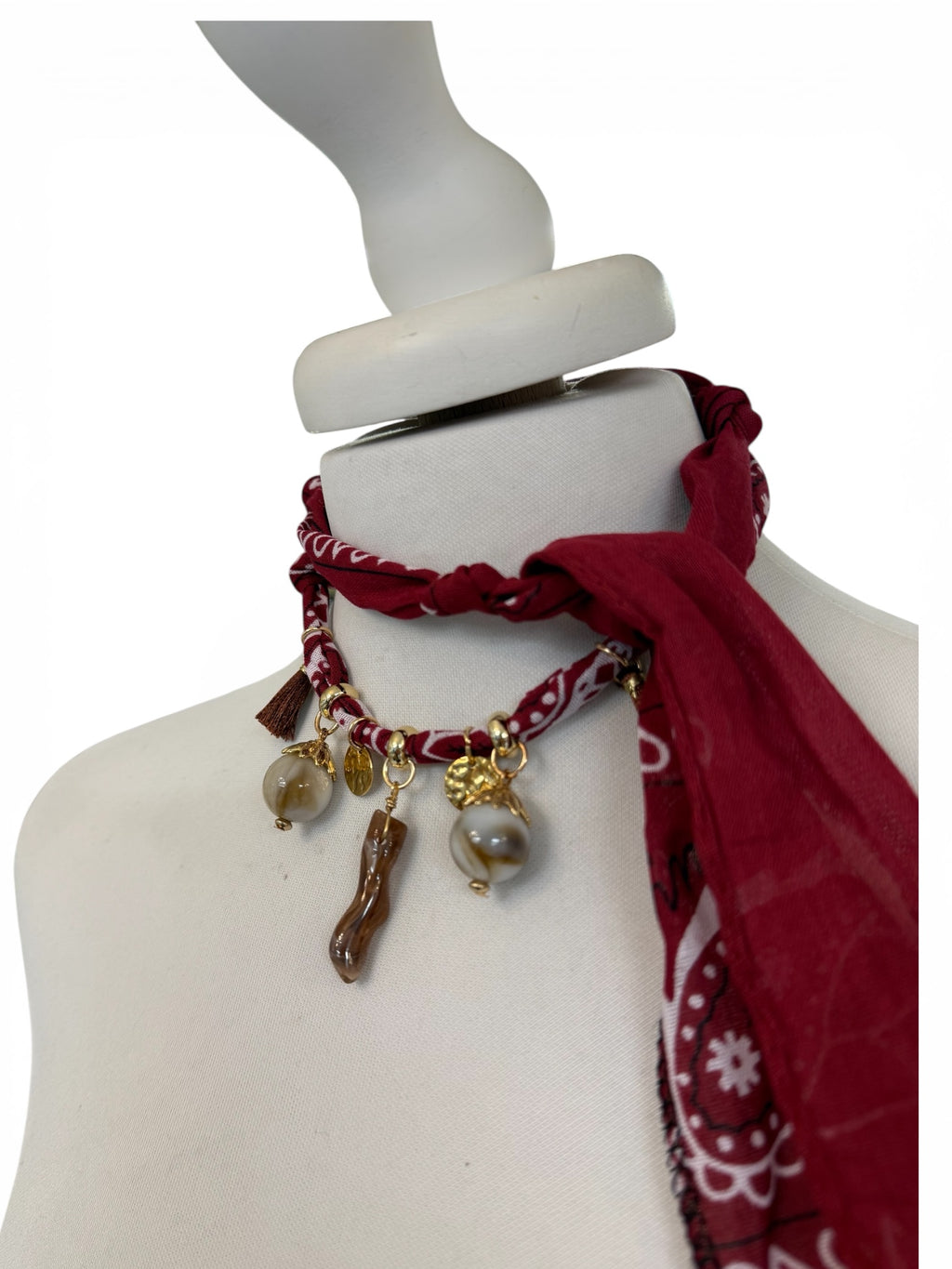 Necklace Bandana bordeaux / corno moro