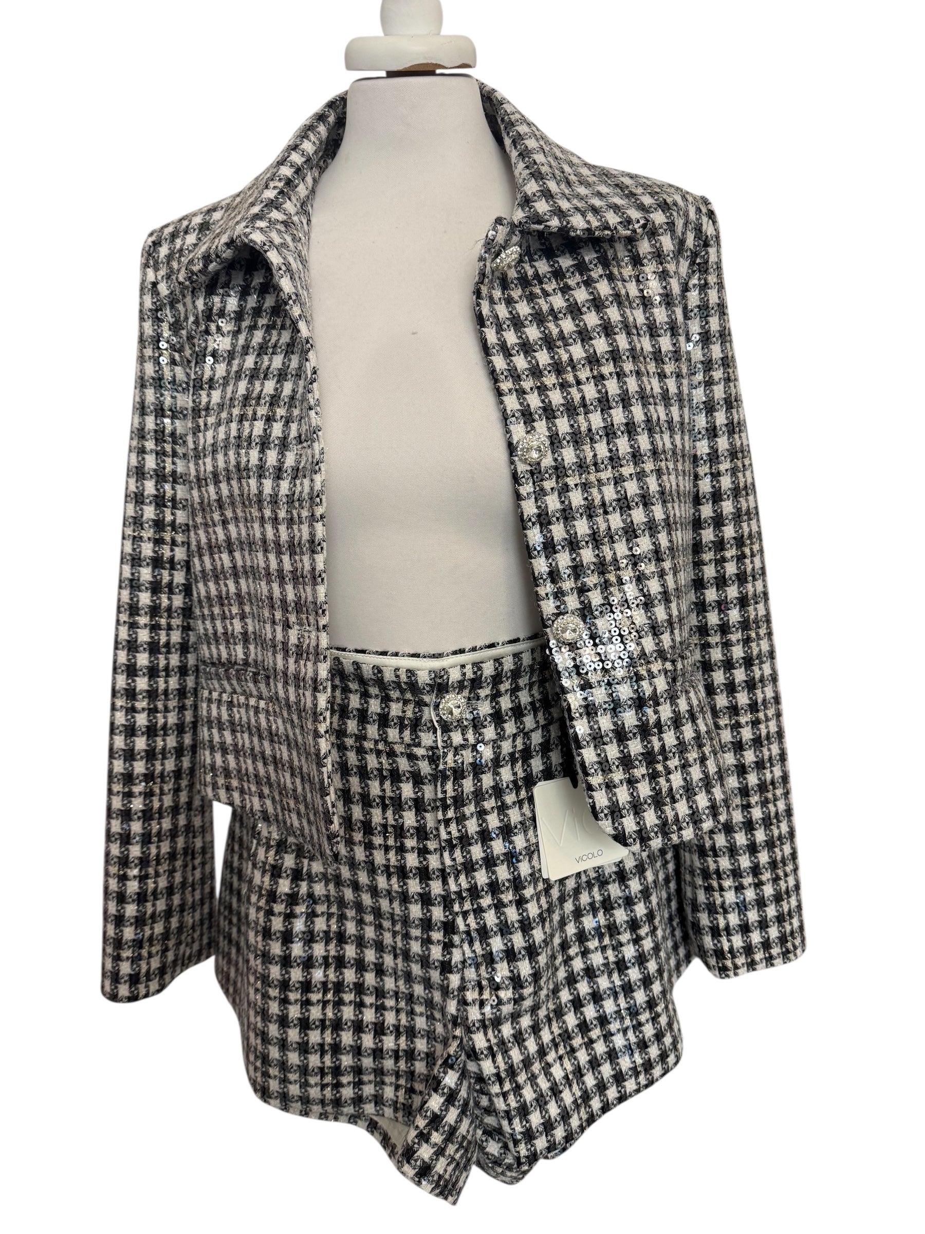 Short bco/nero paiettes