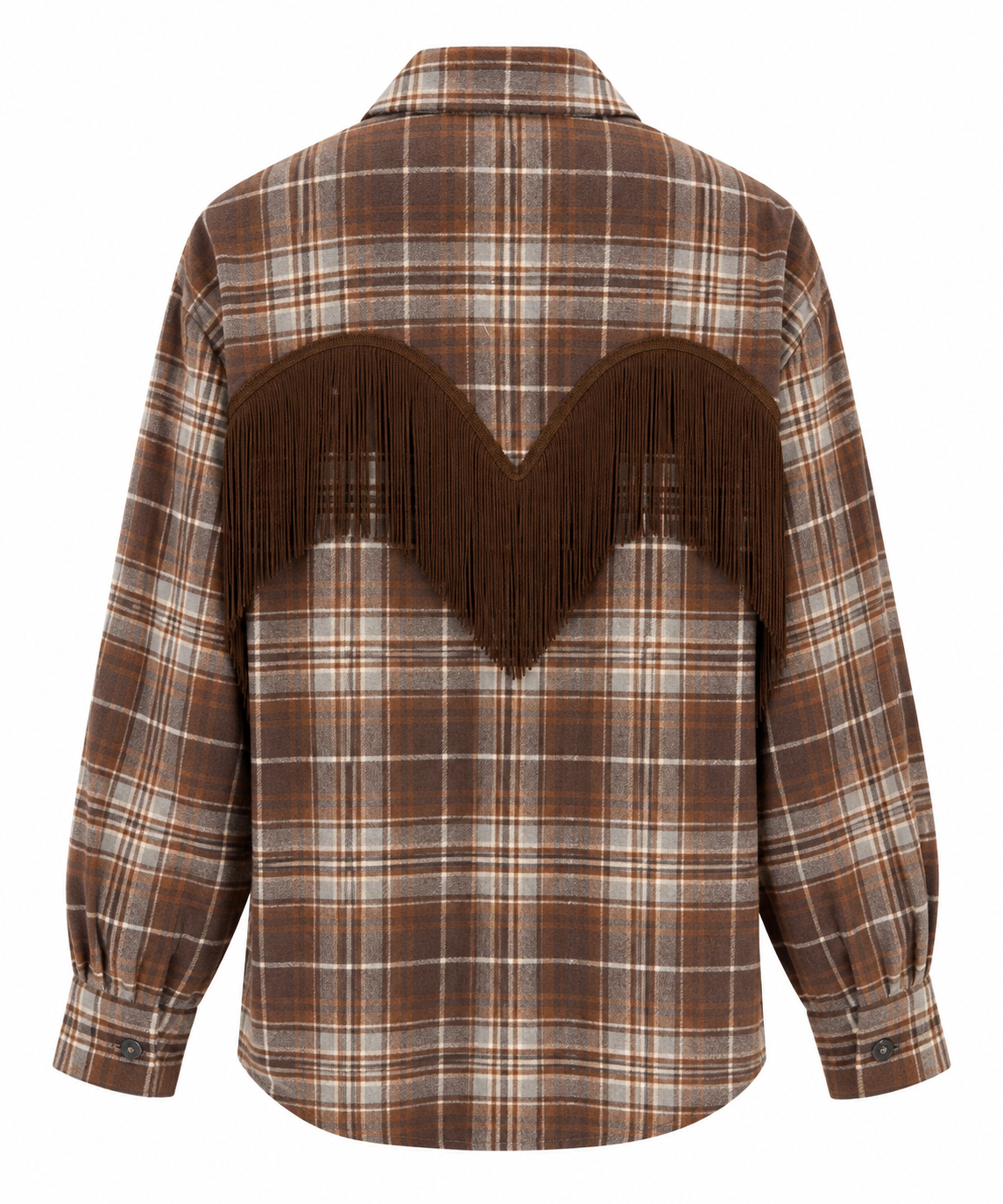 Camicia check con frange grigio/moro