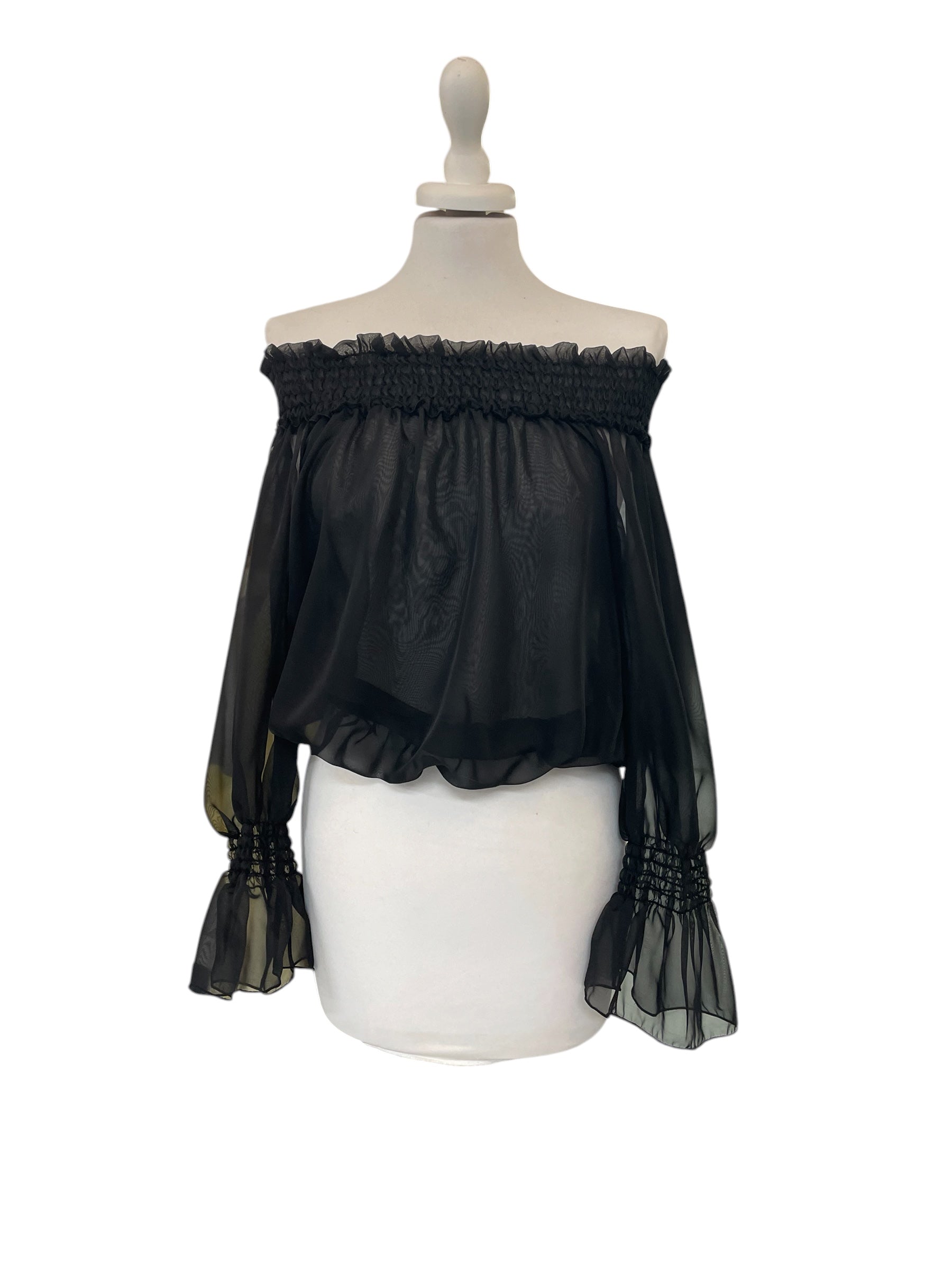 Blusa nera tensione in variante unica C10295AT
