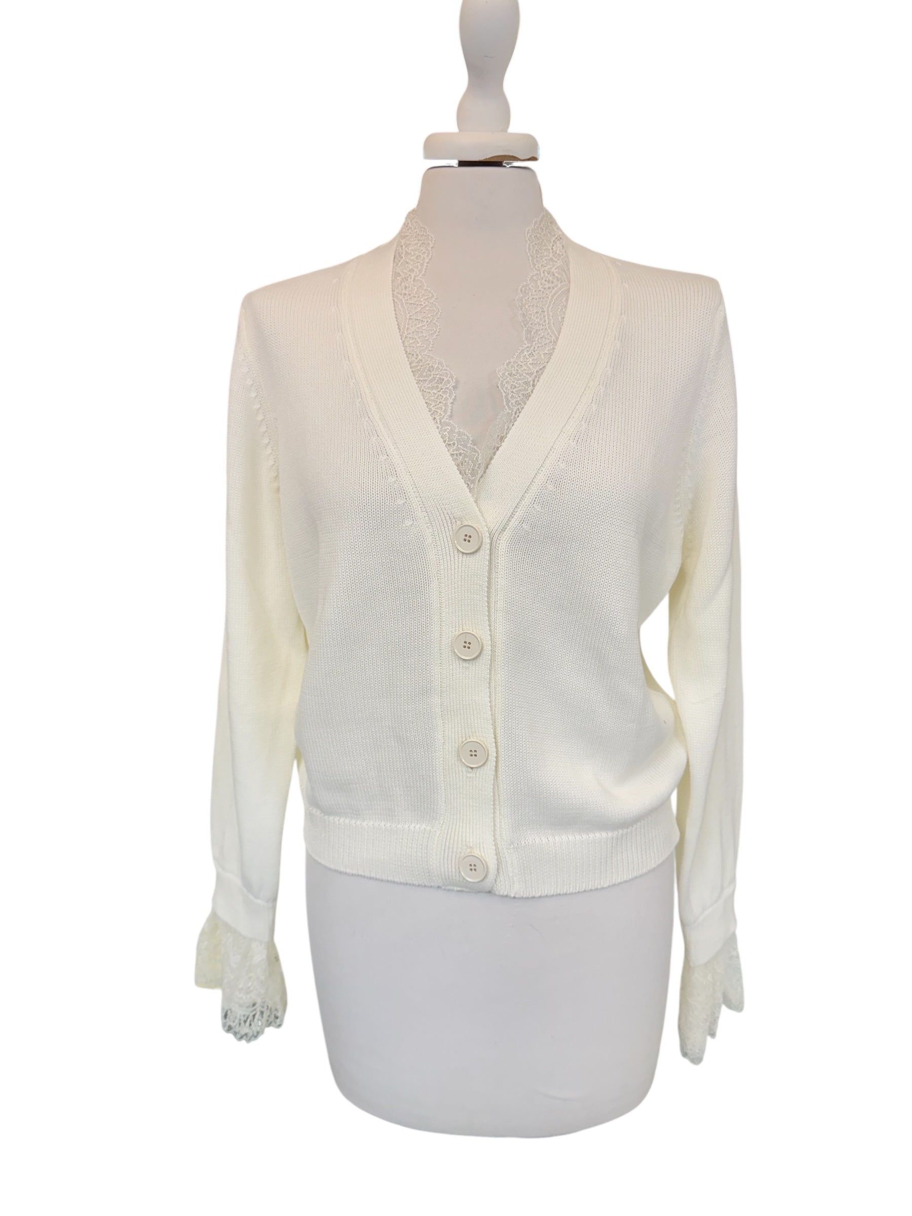 Cardigan pizzo panna