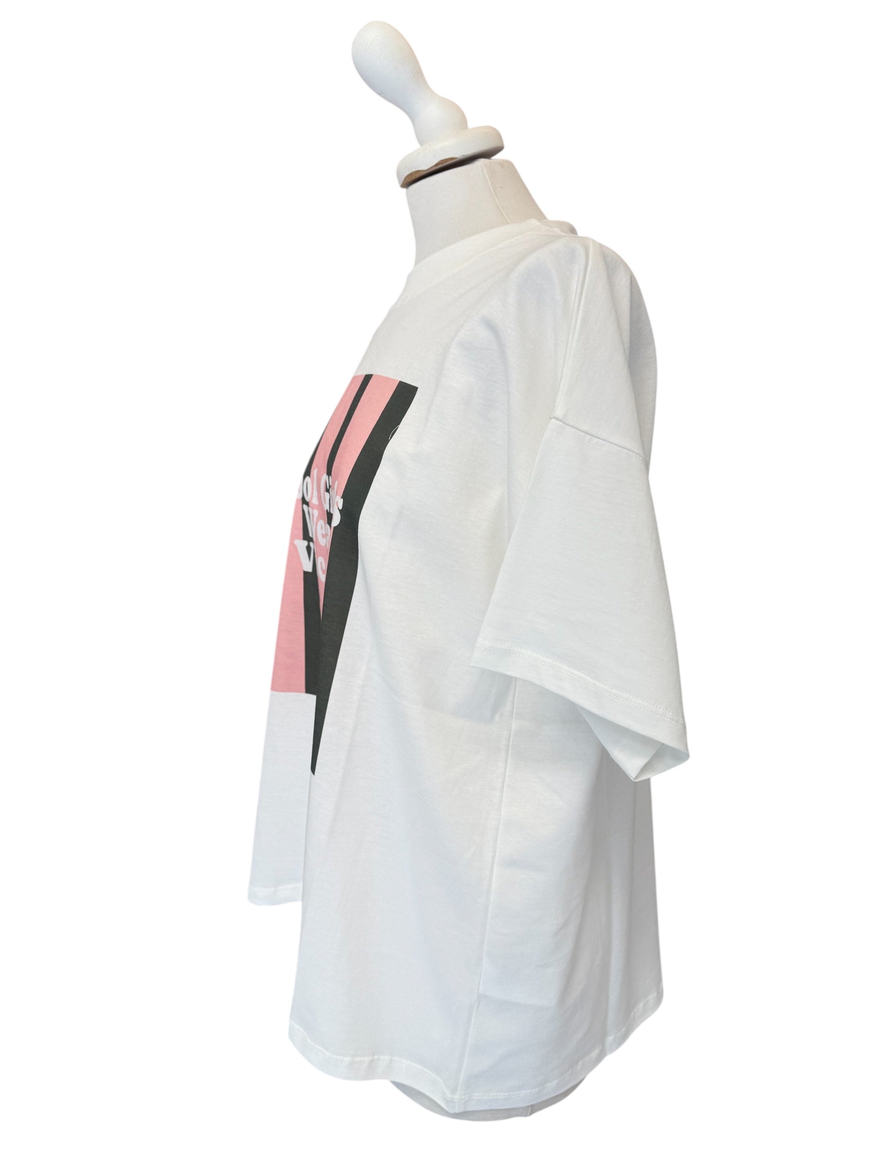 T-shirt over bianca stampa rigata