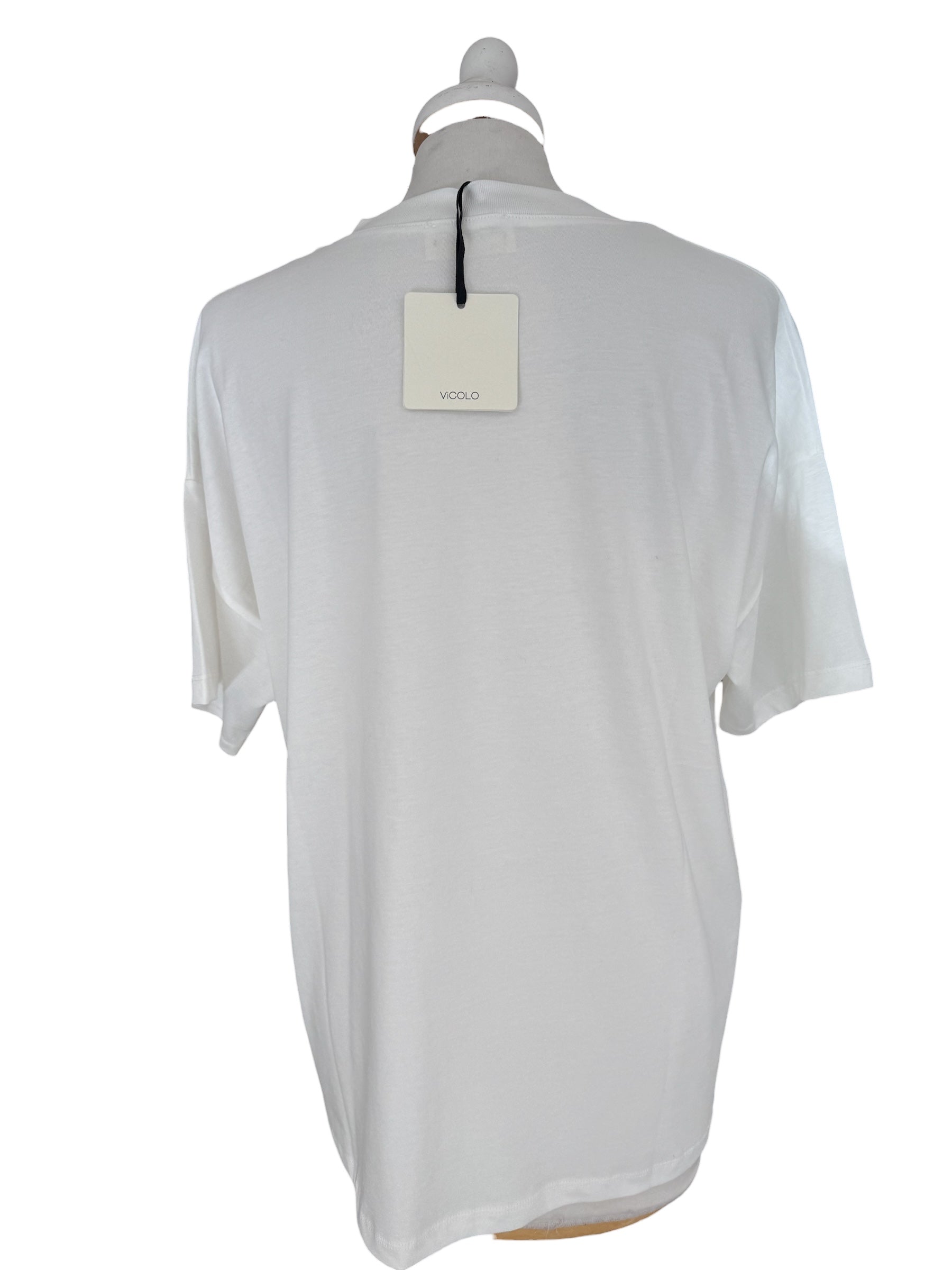 T-shirt bianca over stampa fiori