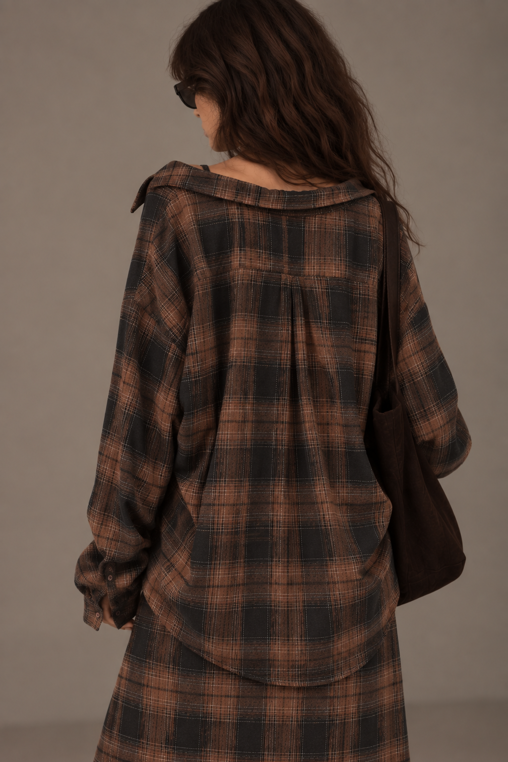 Tweenset top+ camicia check nero/bruciato