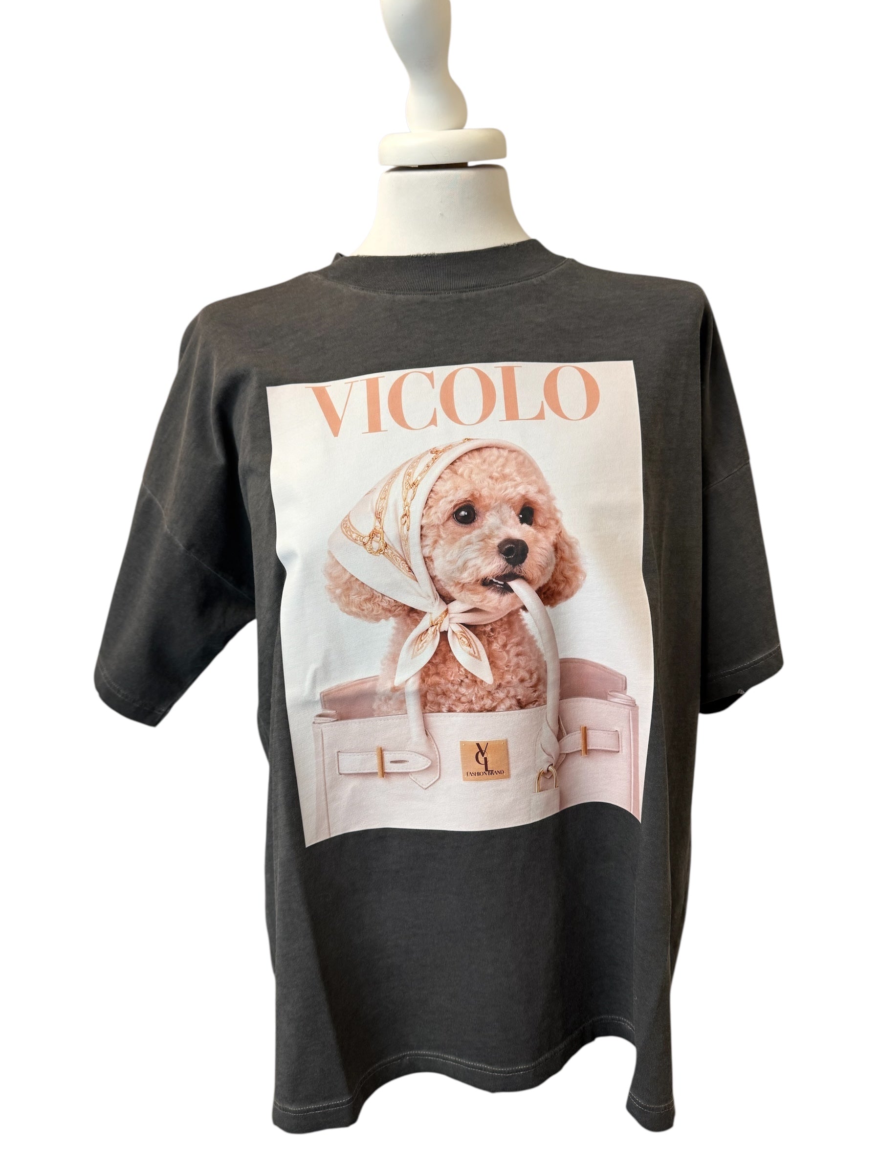 T-shirt grigio stampa