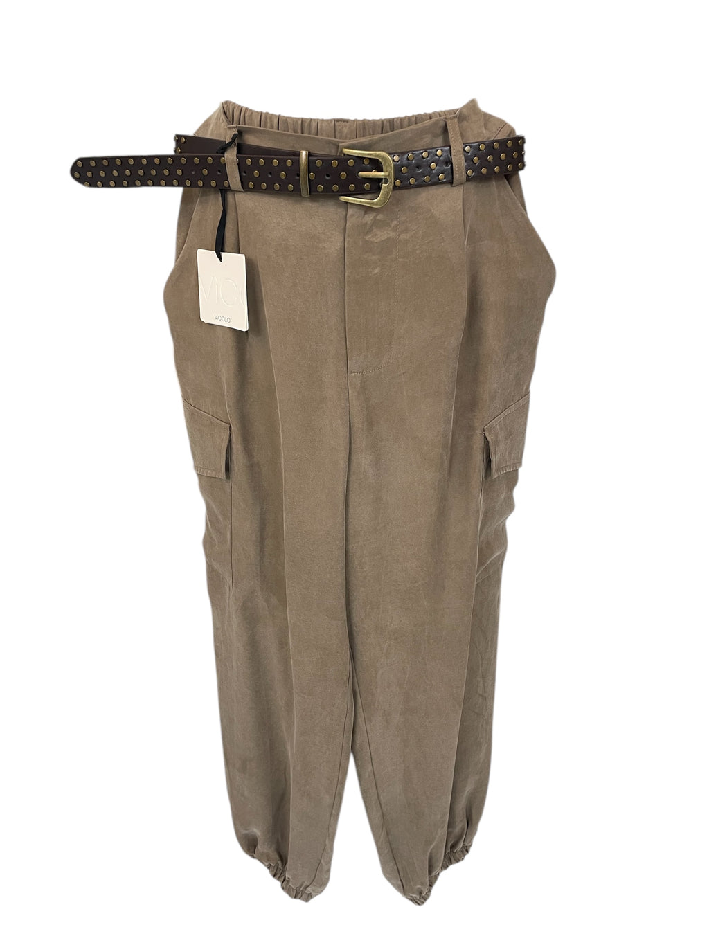 Pantalone cargo con elastico sul fondo Vicolo in Cupro