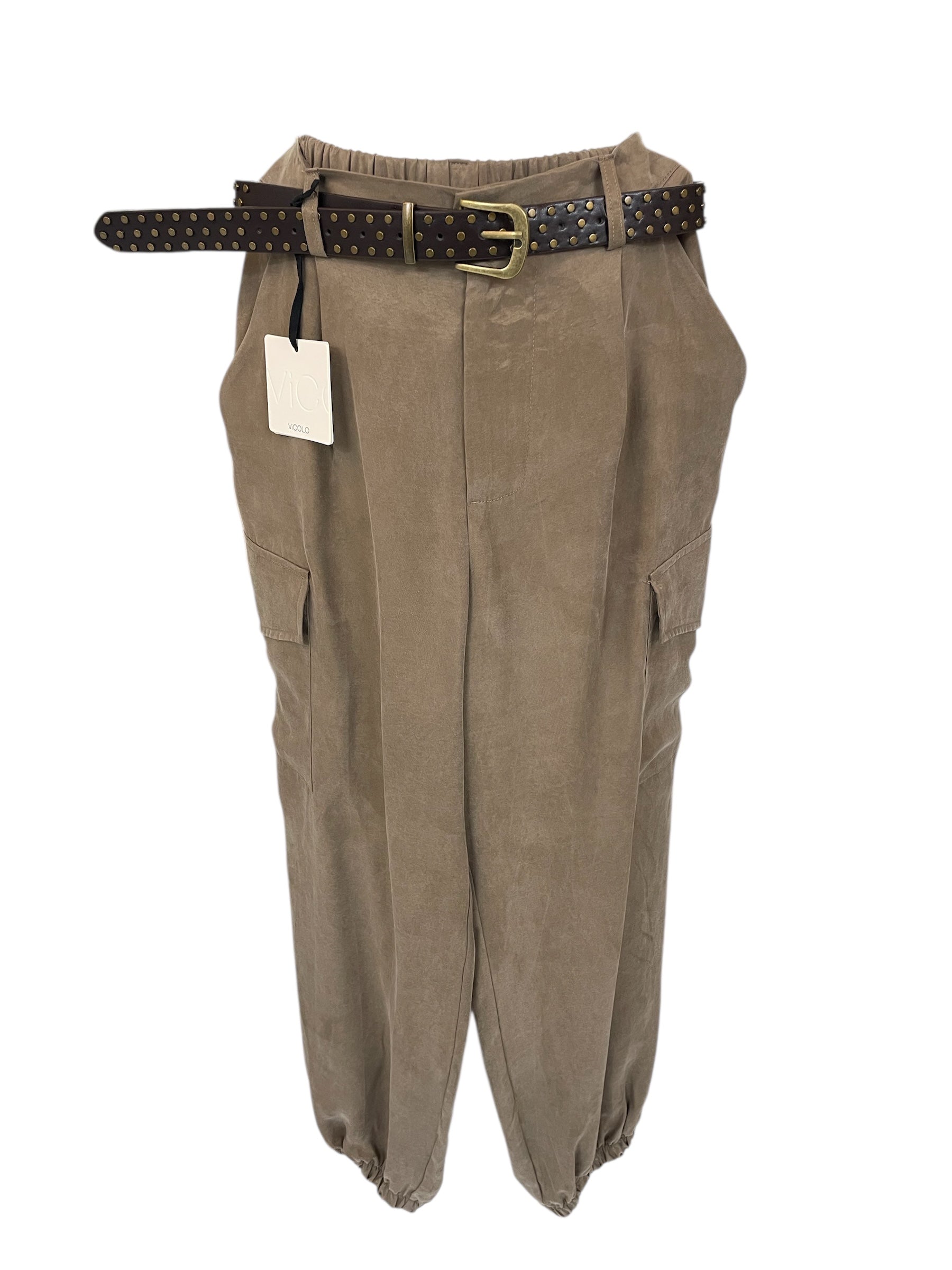 Pantalone cargo con elastico sul fondo Vicolo in Cupro