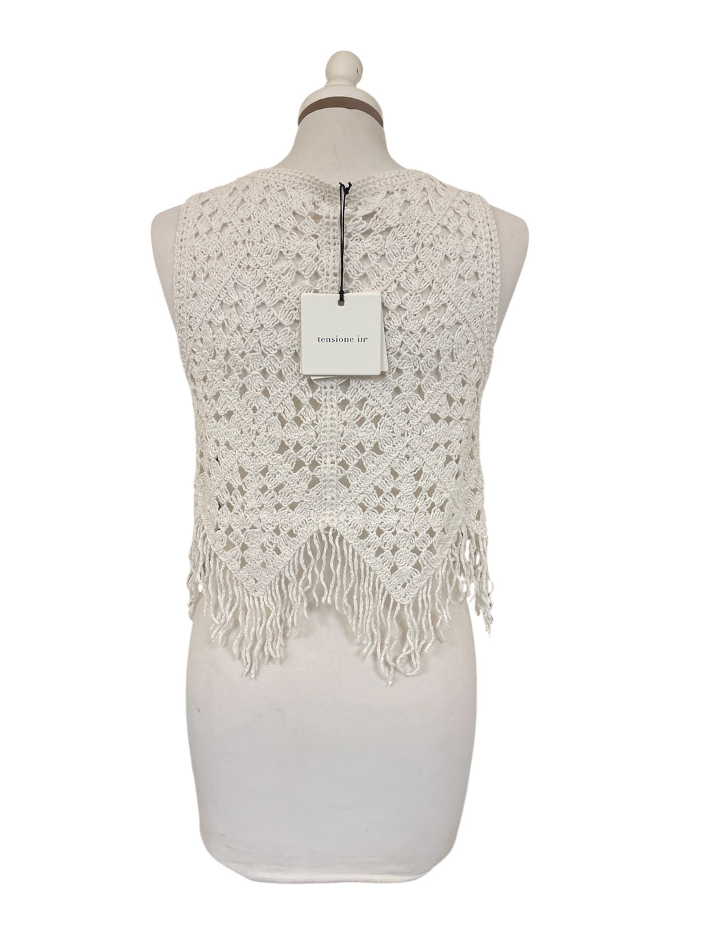 Top macramè con frange