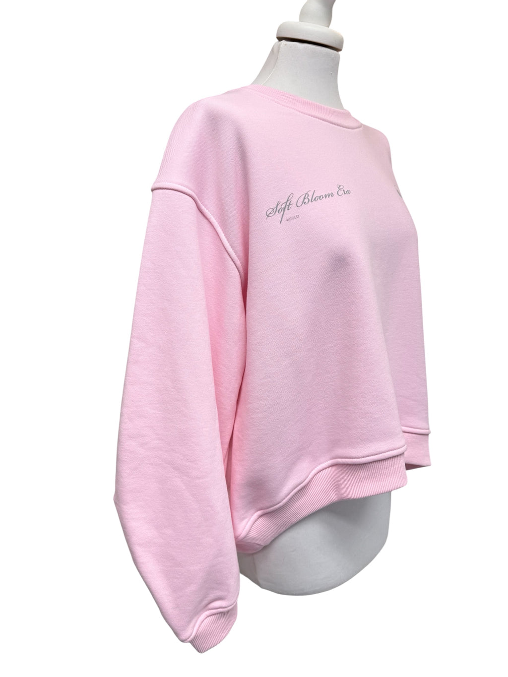 Felpa rosa scritta grigia