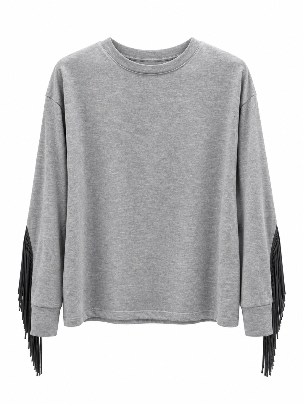 Maglia mélange/piombo con frange