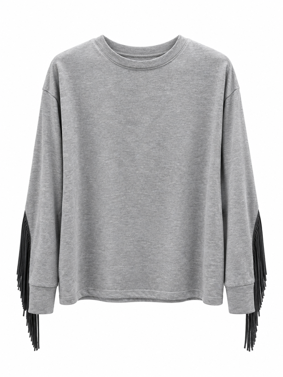 Maglia mélange/piombo con frange