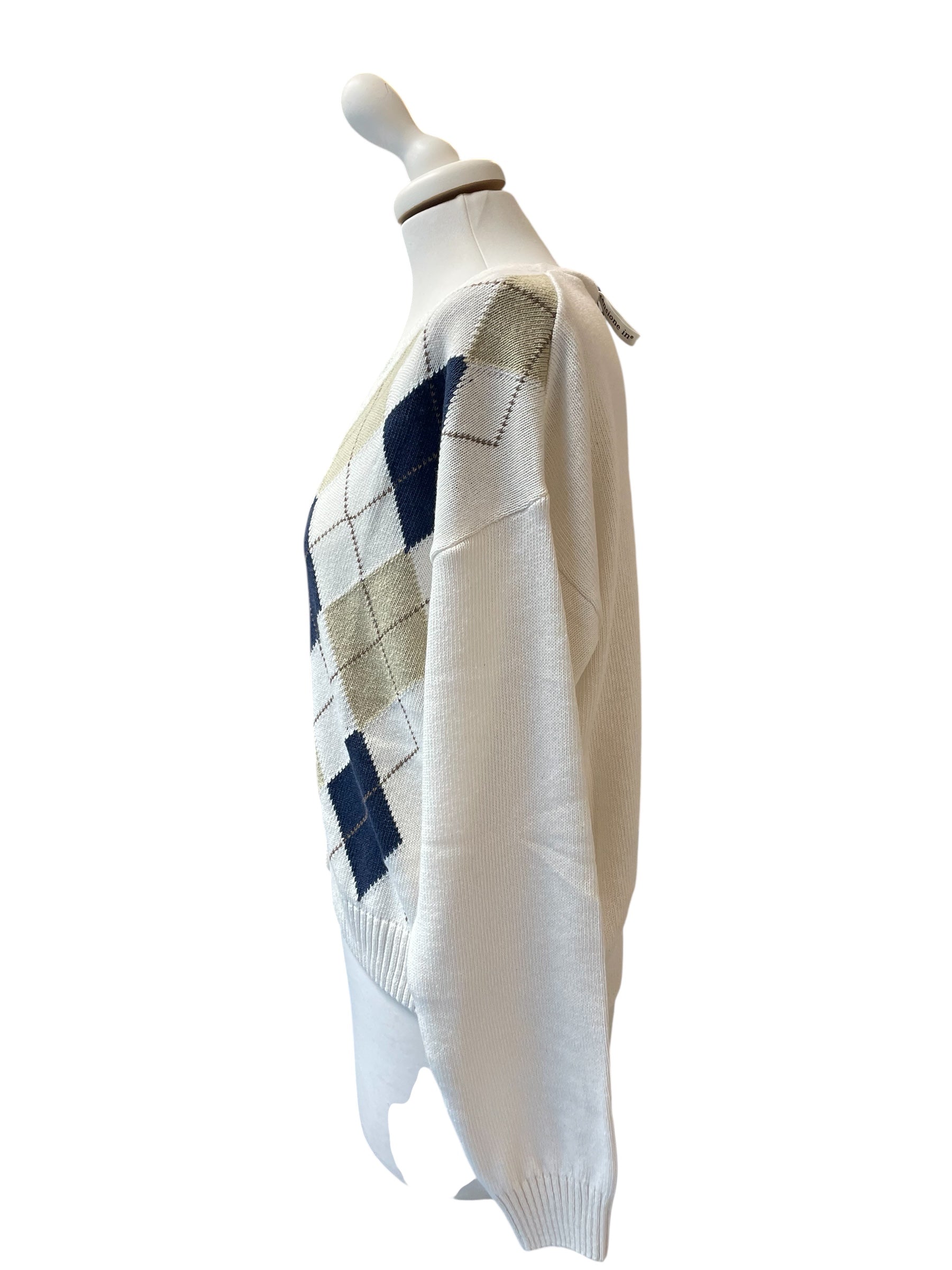 Cardigan rombi panna/beige/moro