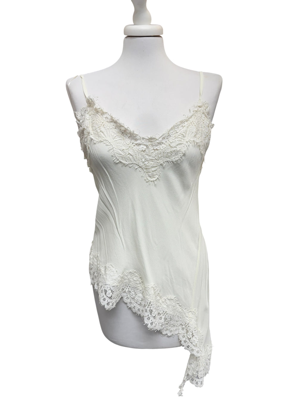 Top asimmetrico pizzo panna